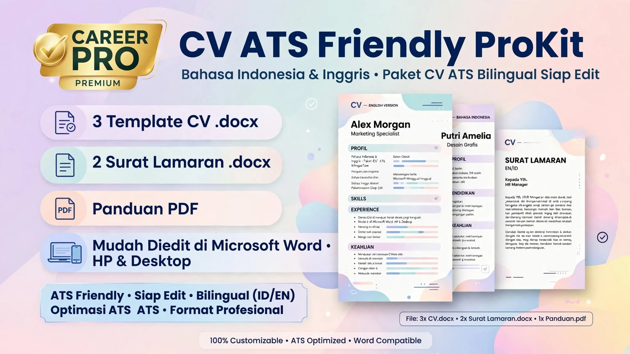 CV ATS Friendly ProKit — Bahasa Indonesia & Inggris