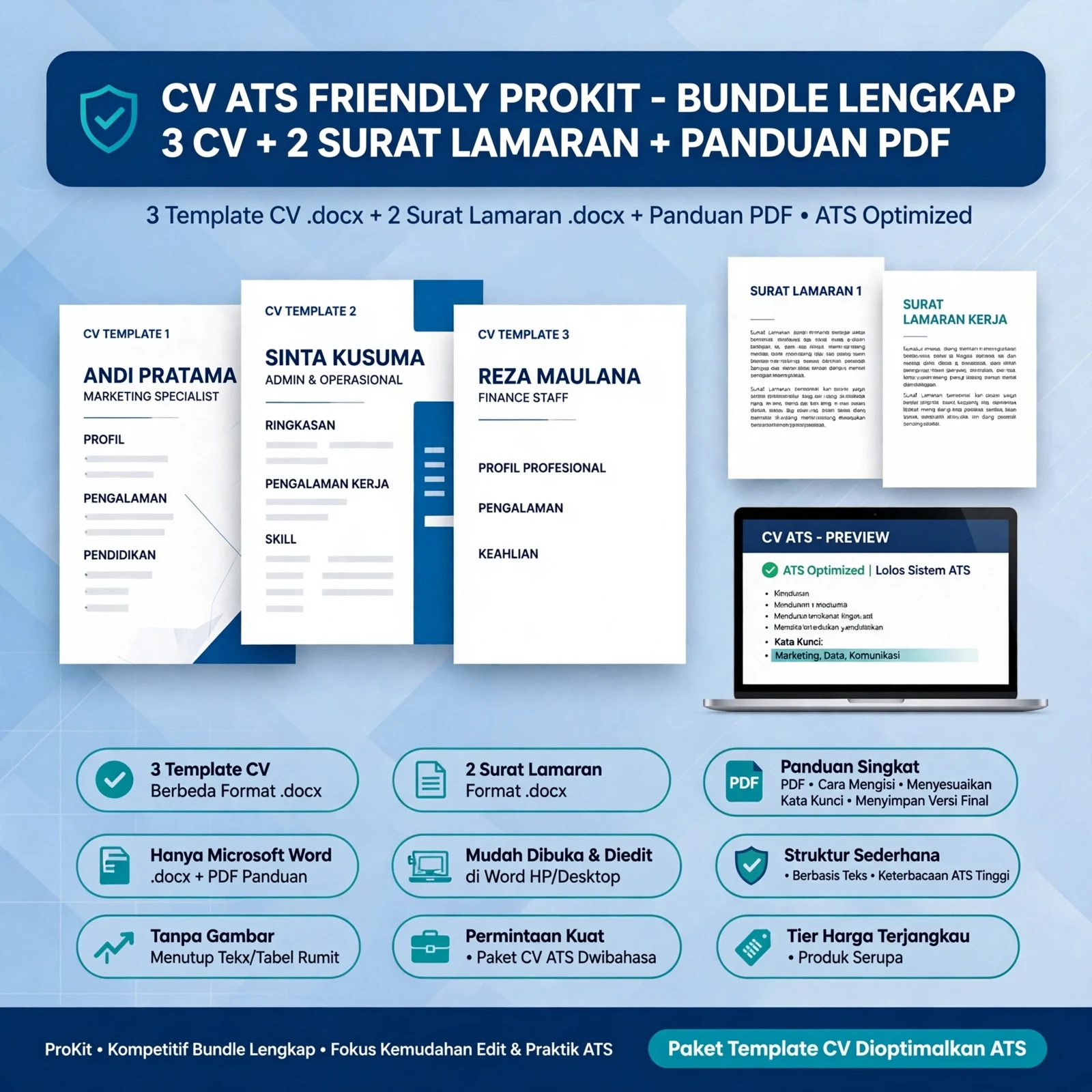 CV ATS Friendly ProKit — Bahasa Indonesia & Inggris