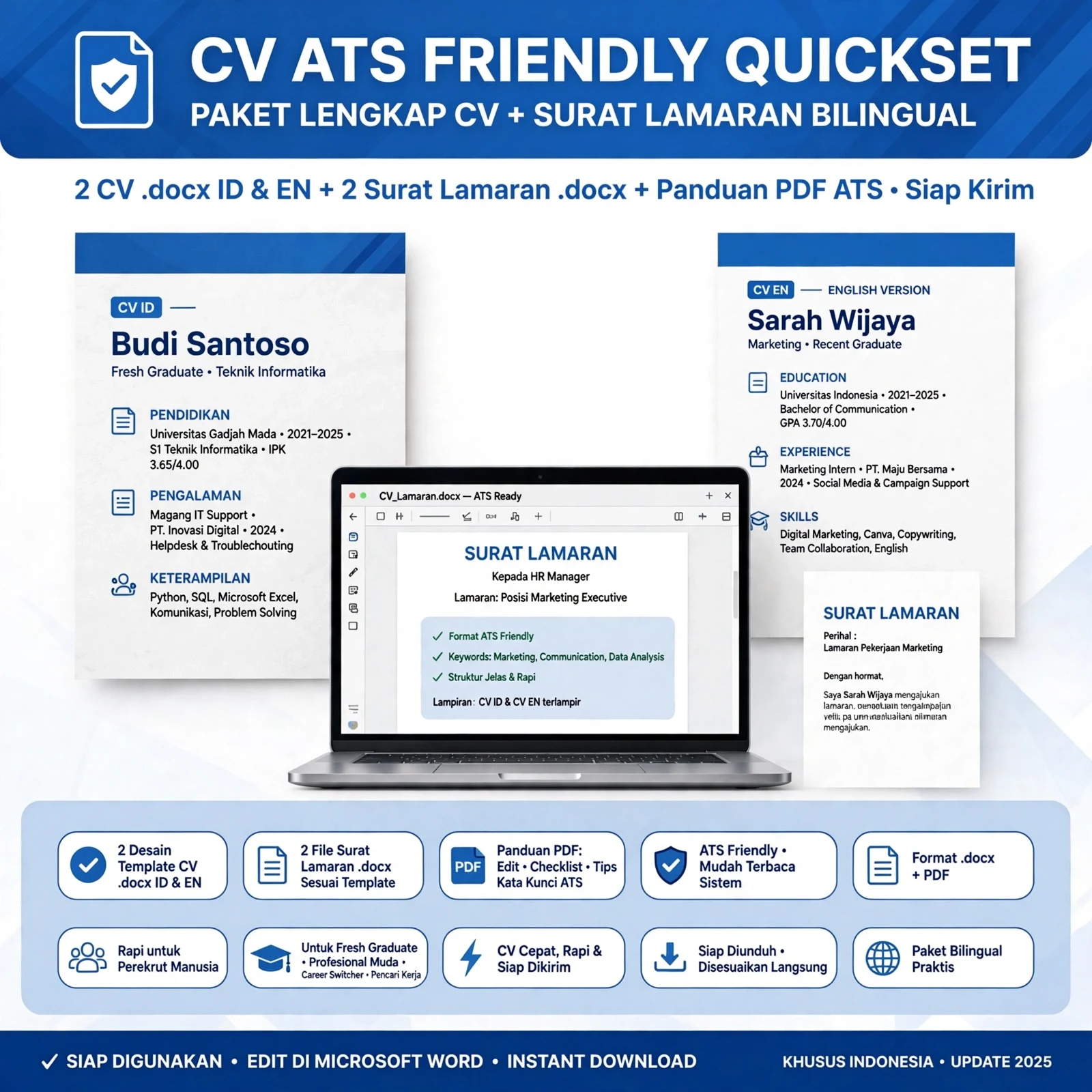 CV ATS Friendly QuickSet — Bahasa Indonesia & Inggris