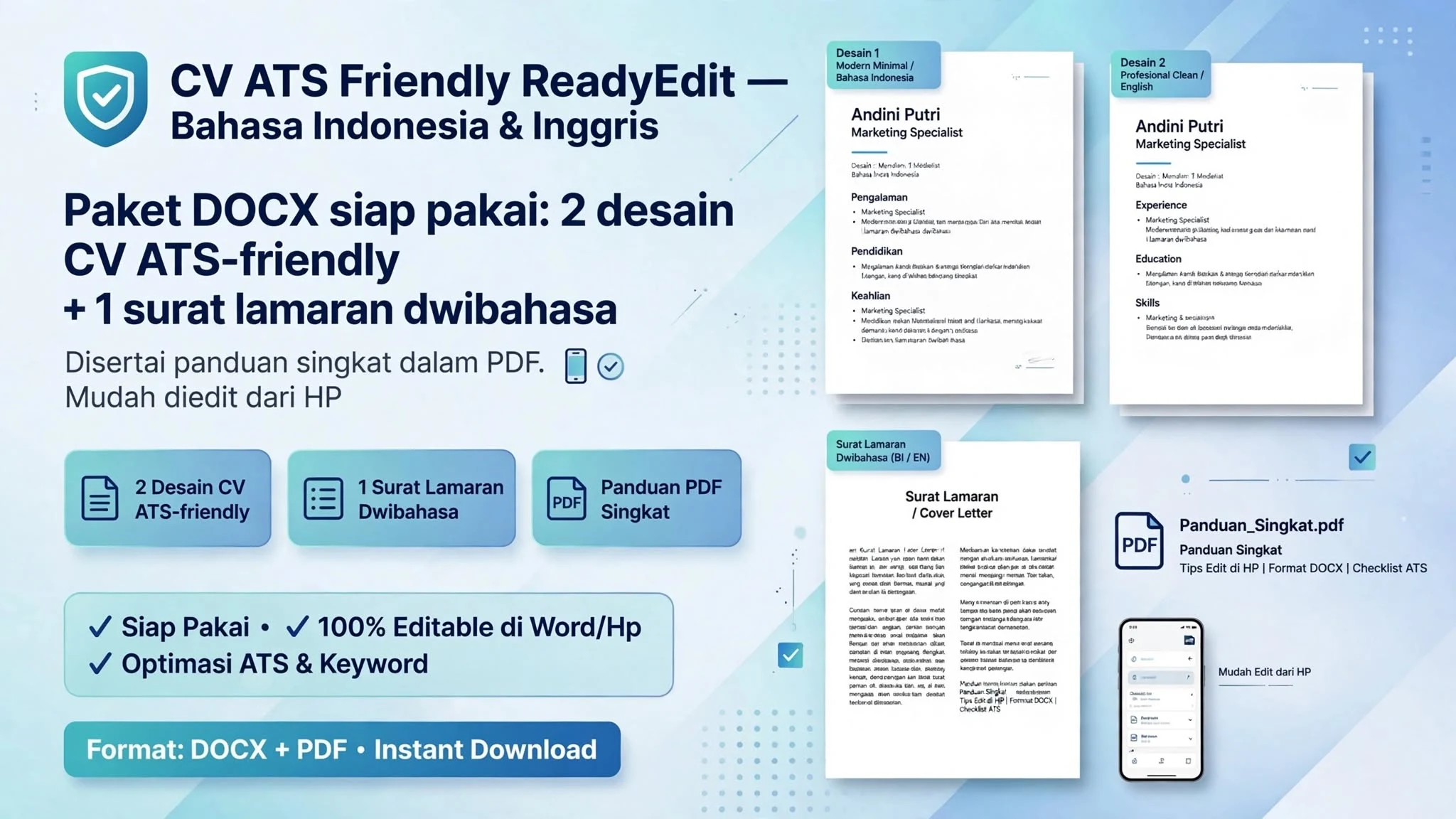 CV ATS Friendly ReadyEdit — Bahasa Indonesia & Inggris