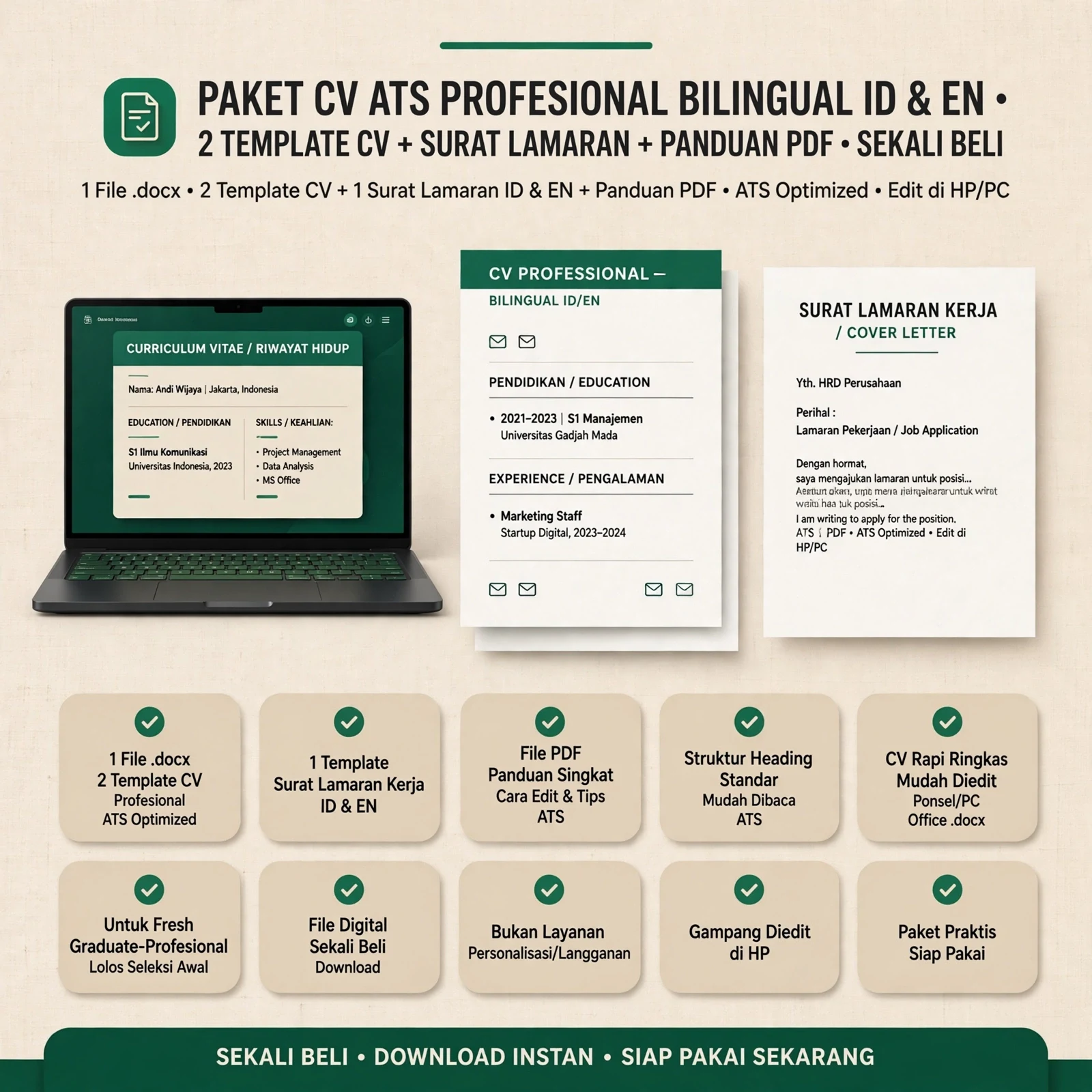 CV ATS Friendly ReadyEdit — Bahasa Indonesia & Inggris
