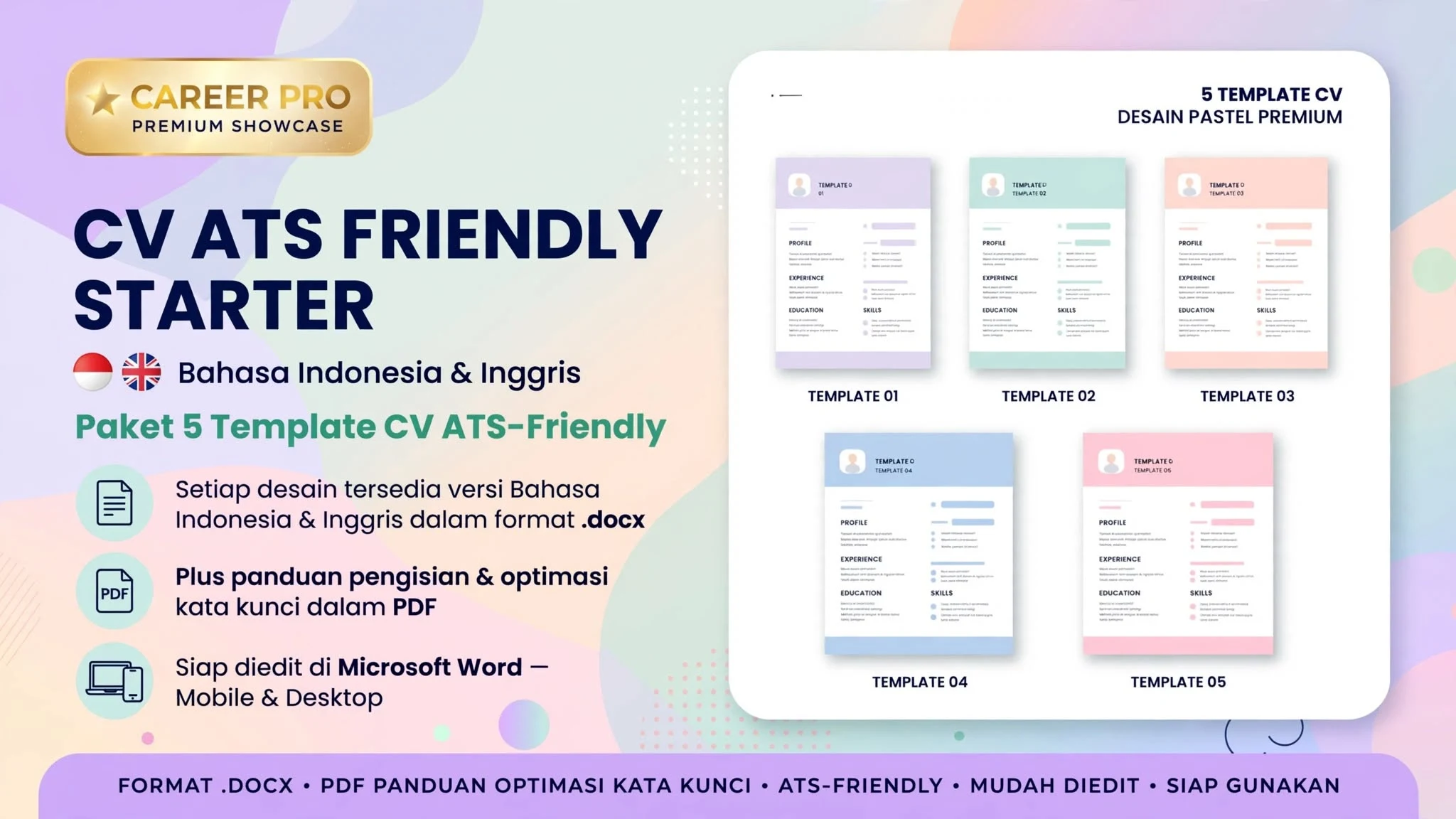 CV ATS Friendly Starter — Bahasa Indonesia & Inggris