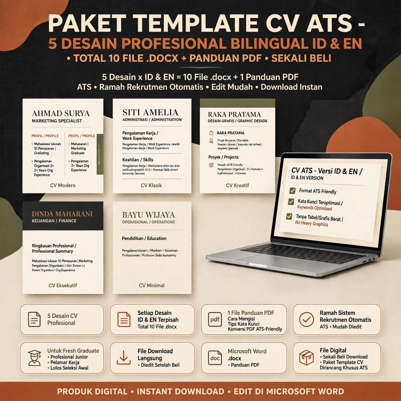 CV ATS Friendly Starter — Bahasa Indonesia & Inggris