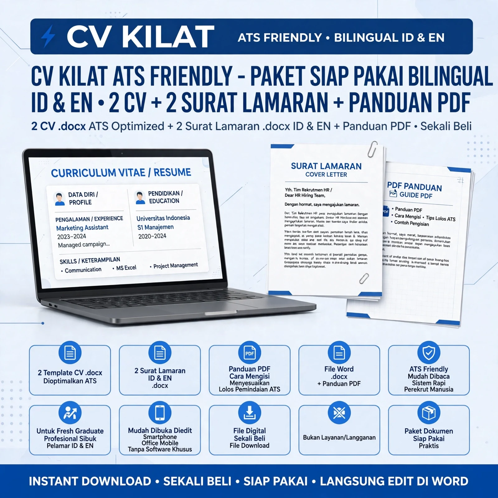 CV Kilat ATS Friendly — Bahasa Indonesia & Inggris (DOCX)