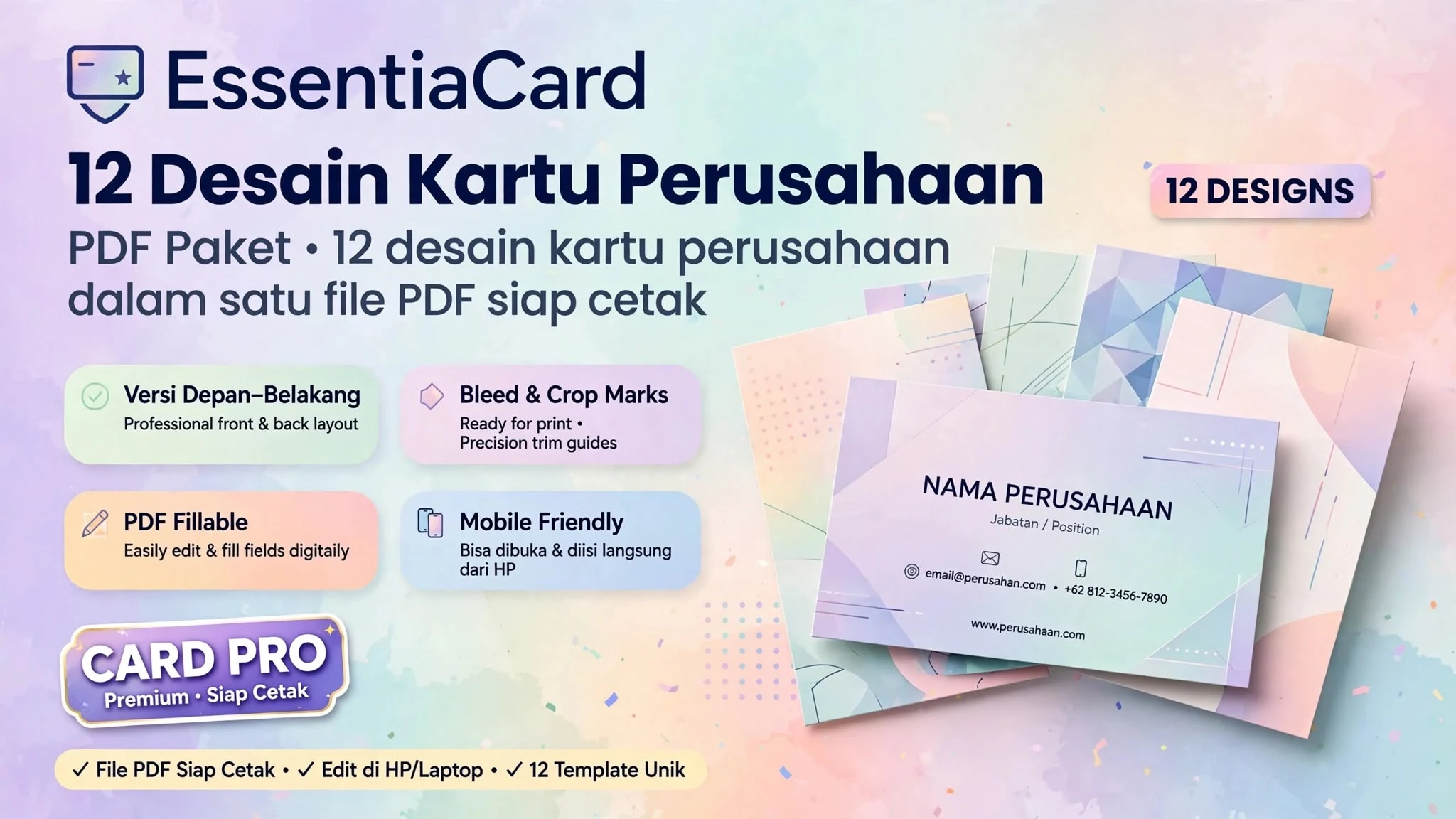 EssentiaCard — 12 Desain Kartu Perusahaan PDF