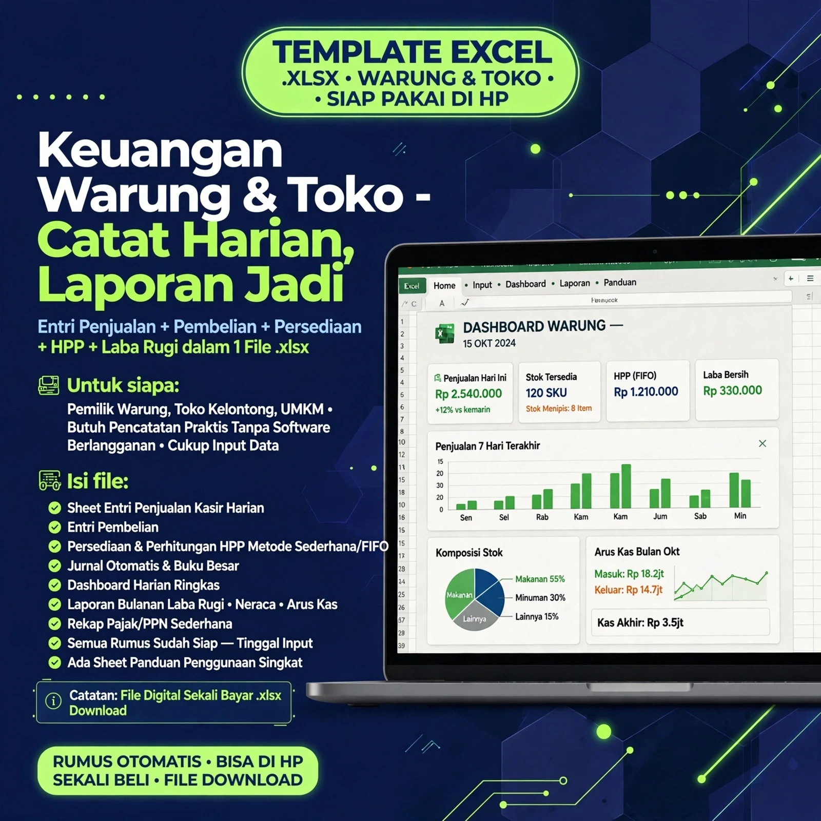 Excel Kas & Penjualan Warung