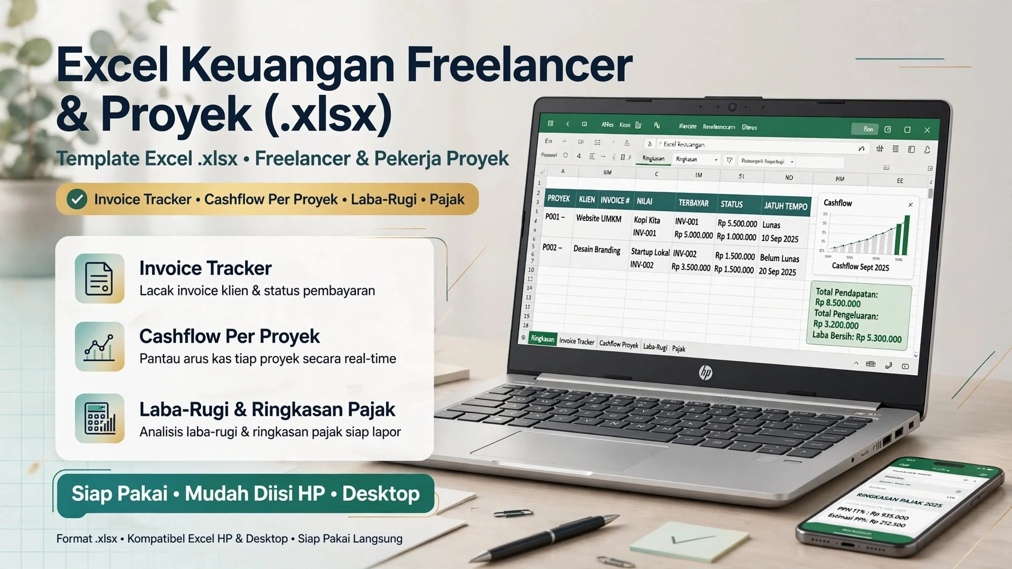 Excel Keuangan Freelancer & Proyek (.xlsx)