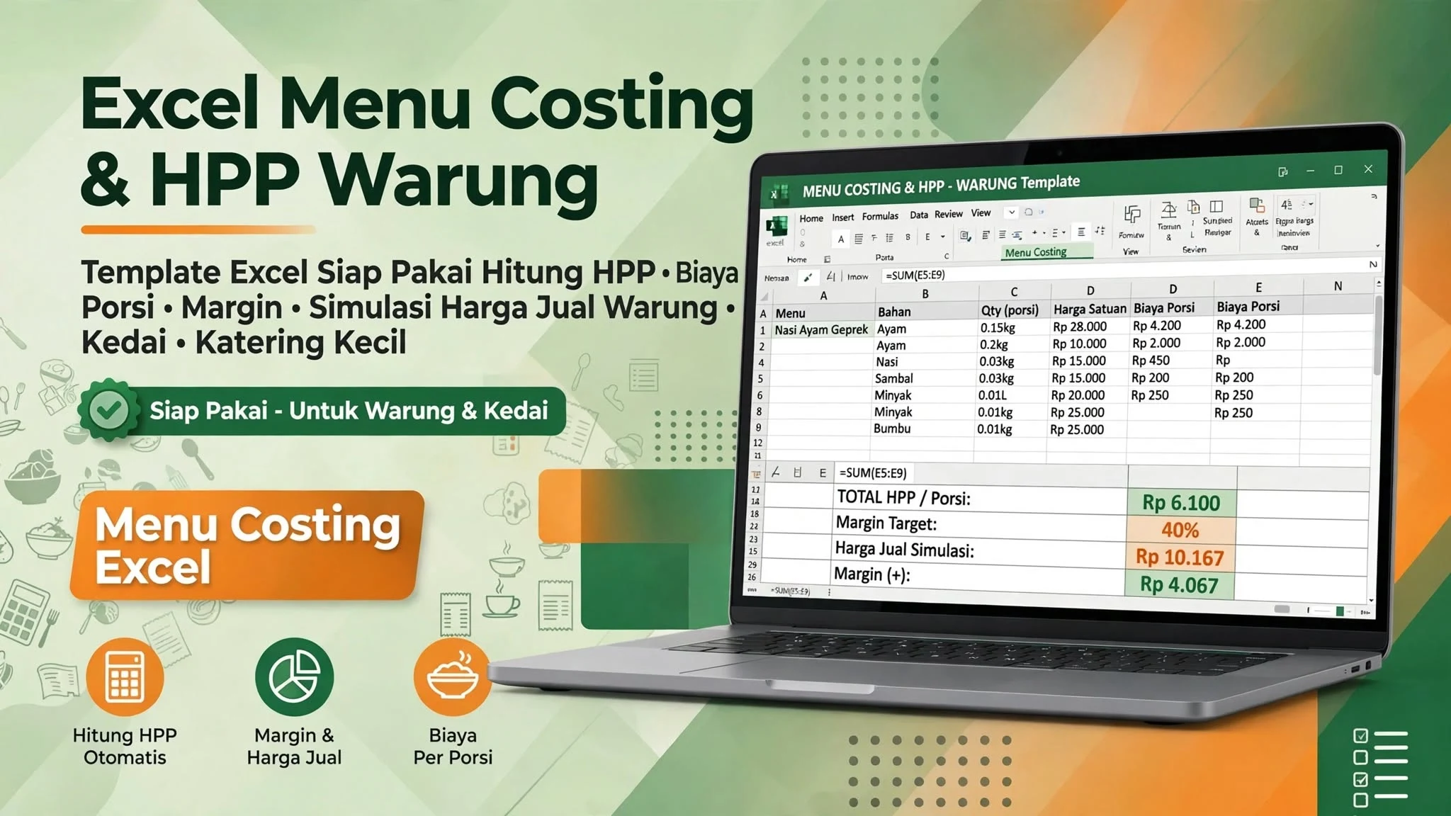 Excel Menu Costing & HPP Warung