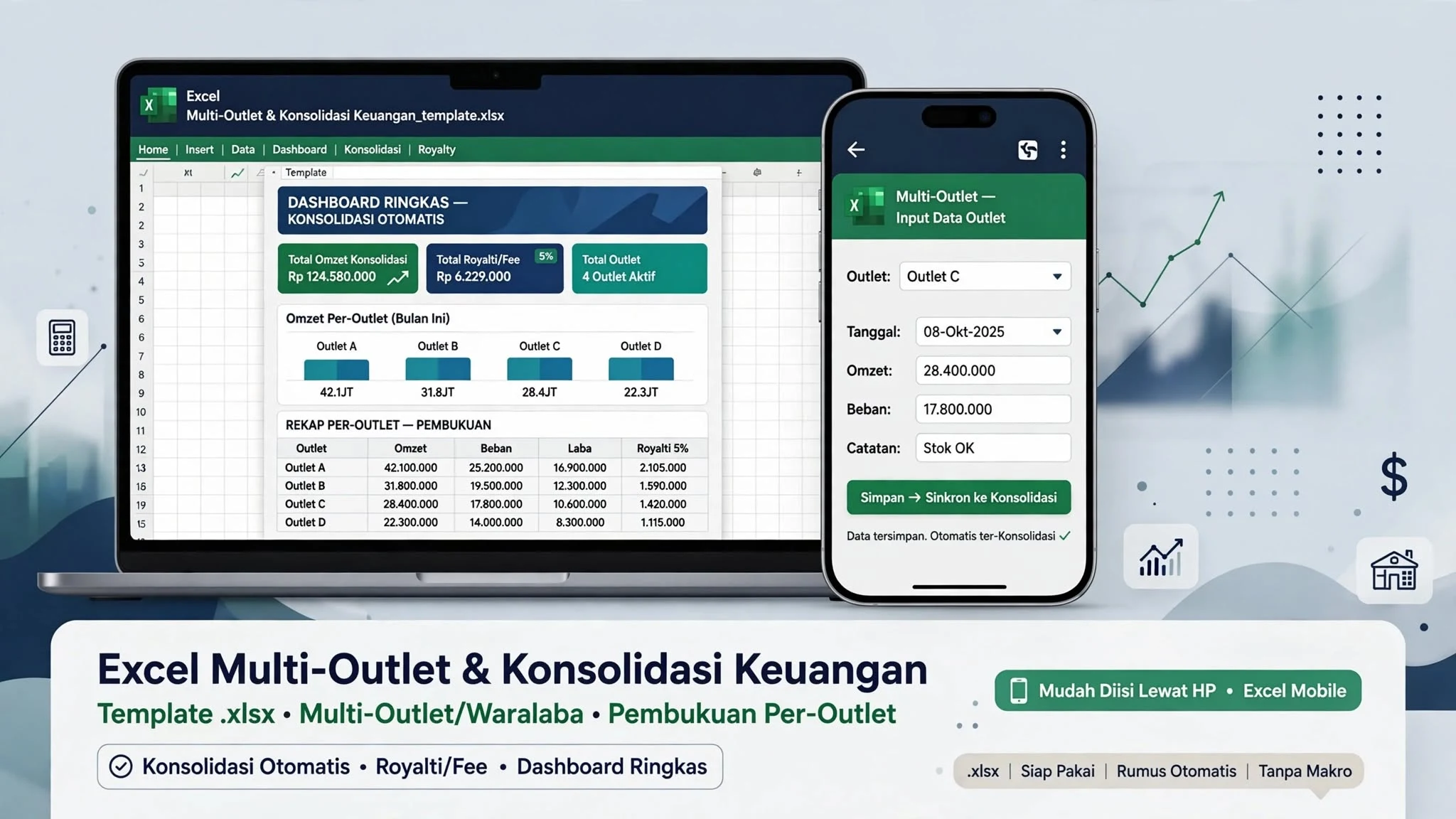 Excel Multi-Outlet & Konsolidasi Keuangan