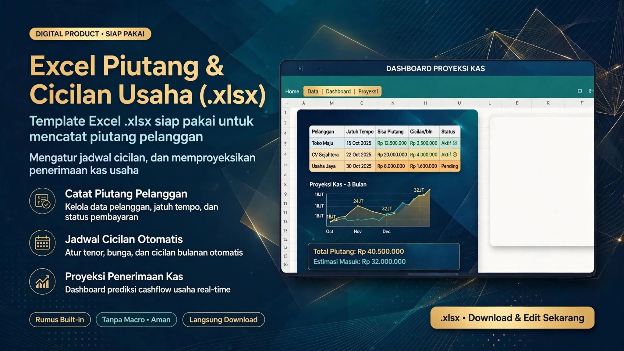 Excel Piutang & Cicilan Usaha (.xlsx)