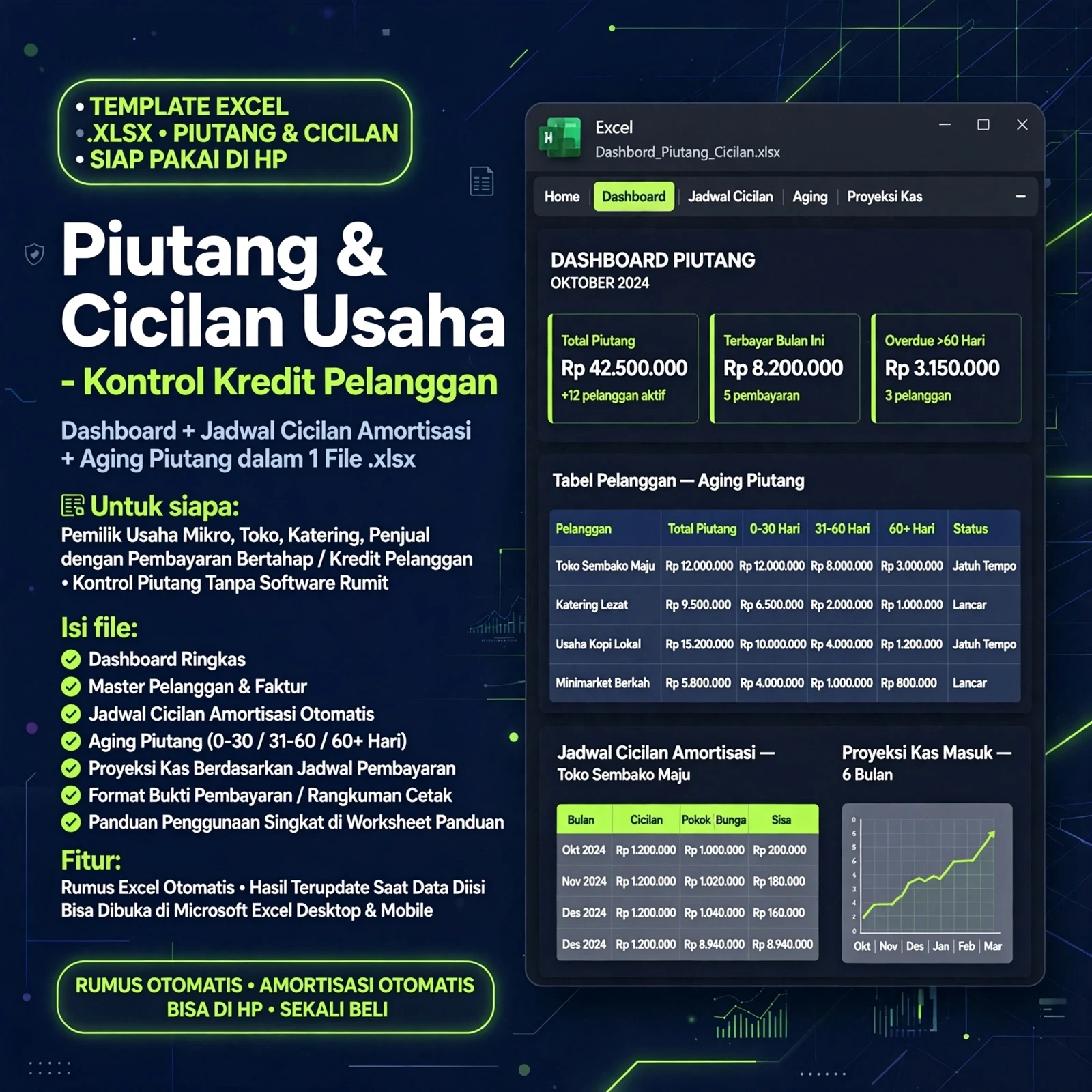 Excel Piutang & Cicilan Usaha (.xlsx)