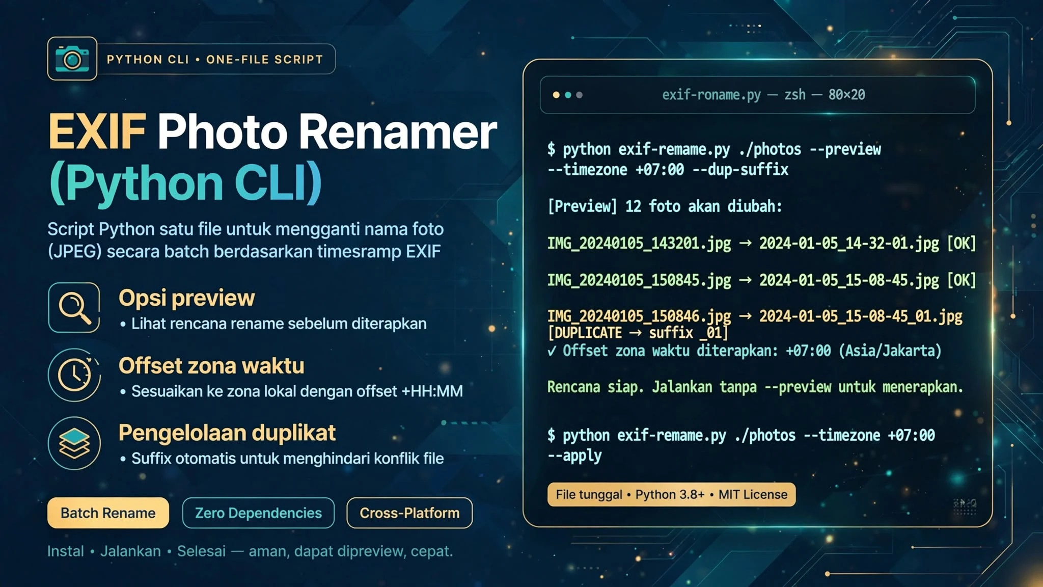 EXIF Photo Renamer (Python CLI)