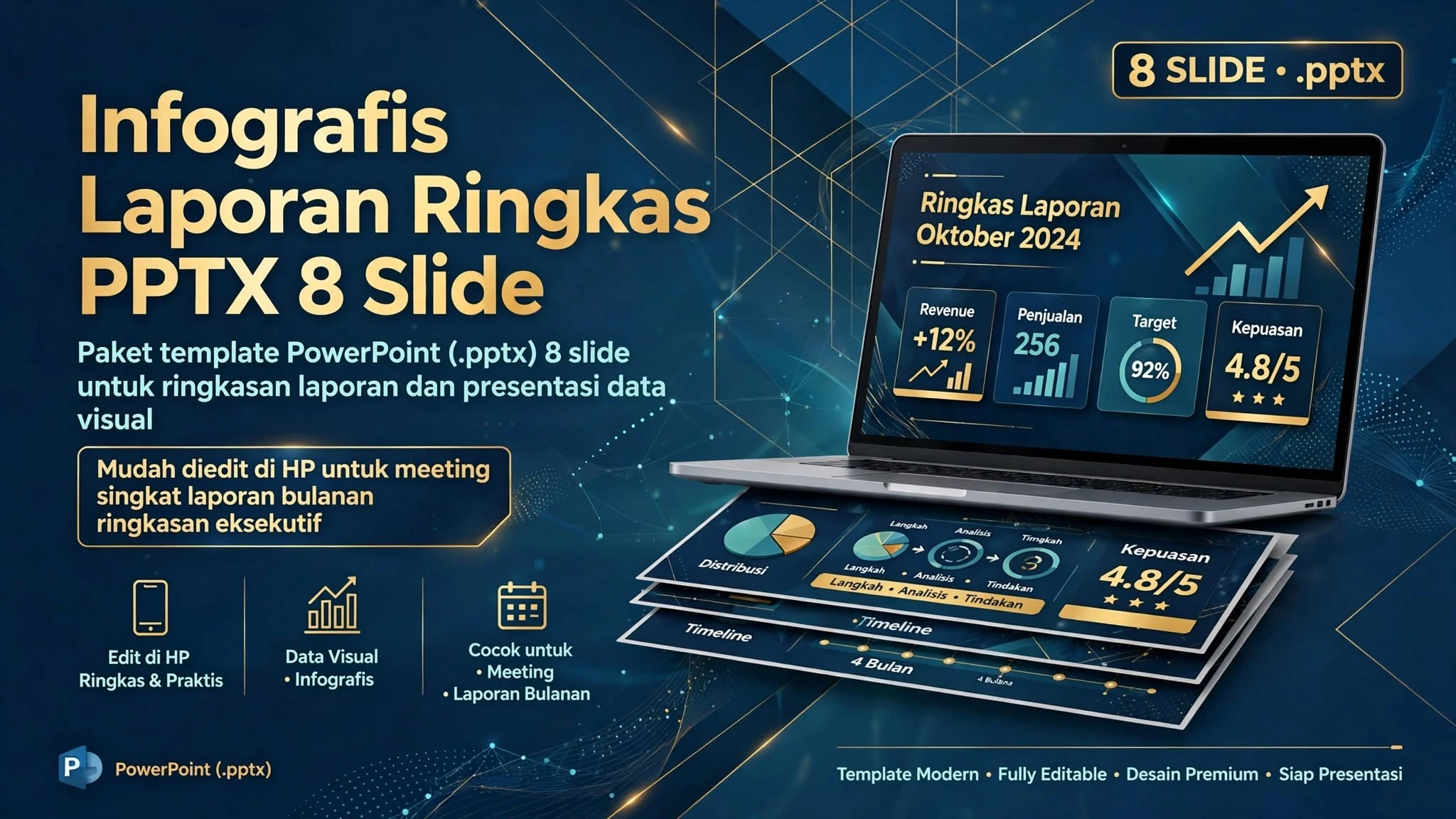 Infografis Laporan Ringkas — PPTX 8 Slide