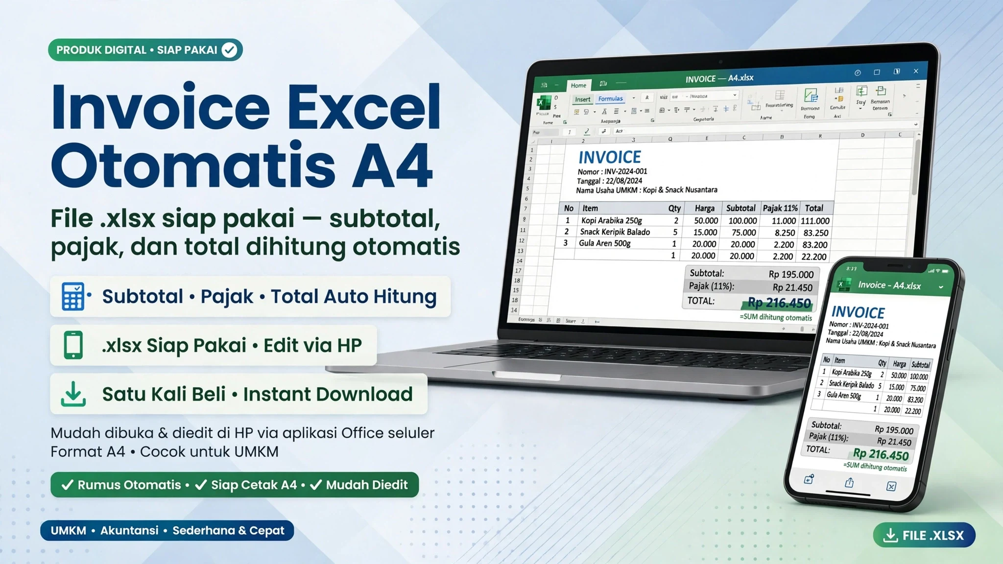 Invoice Excel Otomatis (A4)
