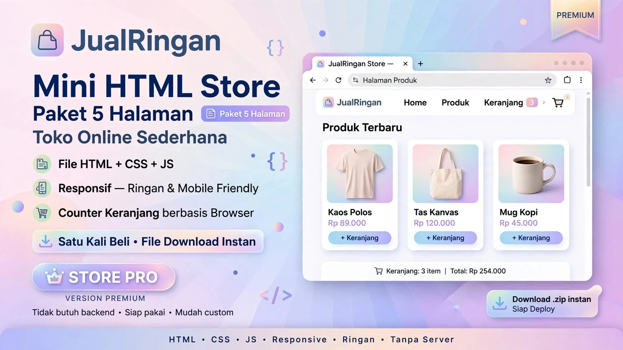 JualRingan Mini HTML Store