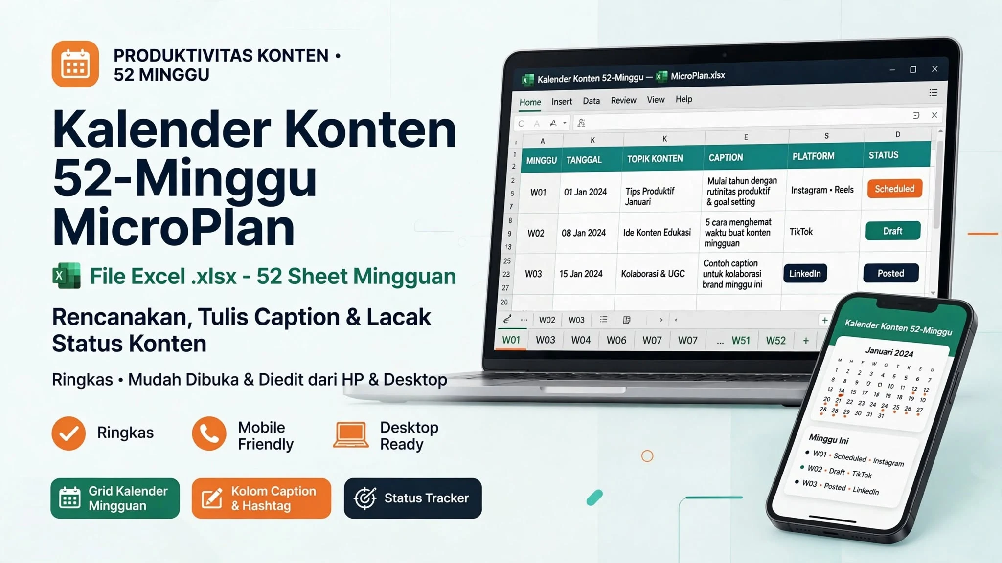 Kalender Konten 52-Minggu MicroPlan (.xlsx)