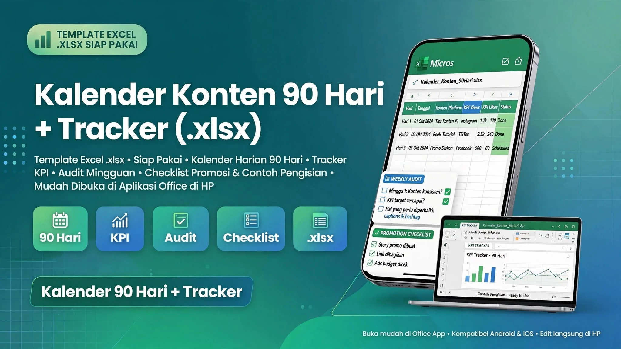 Kalender Konten 90 Hari + Tracker (.xlsx)