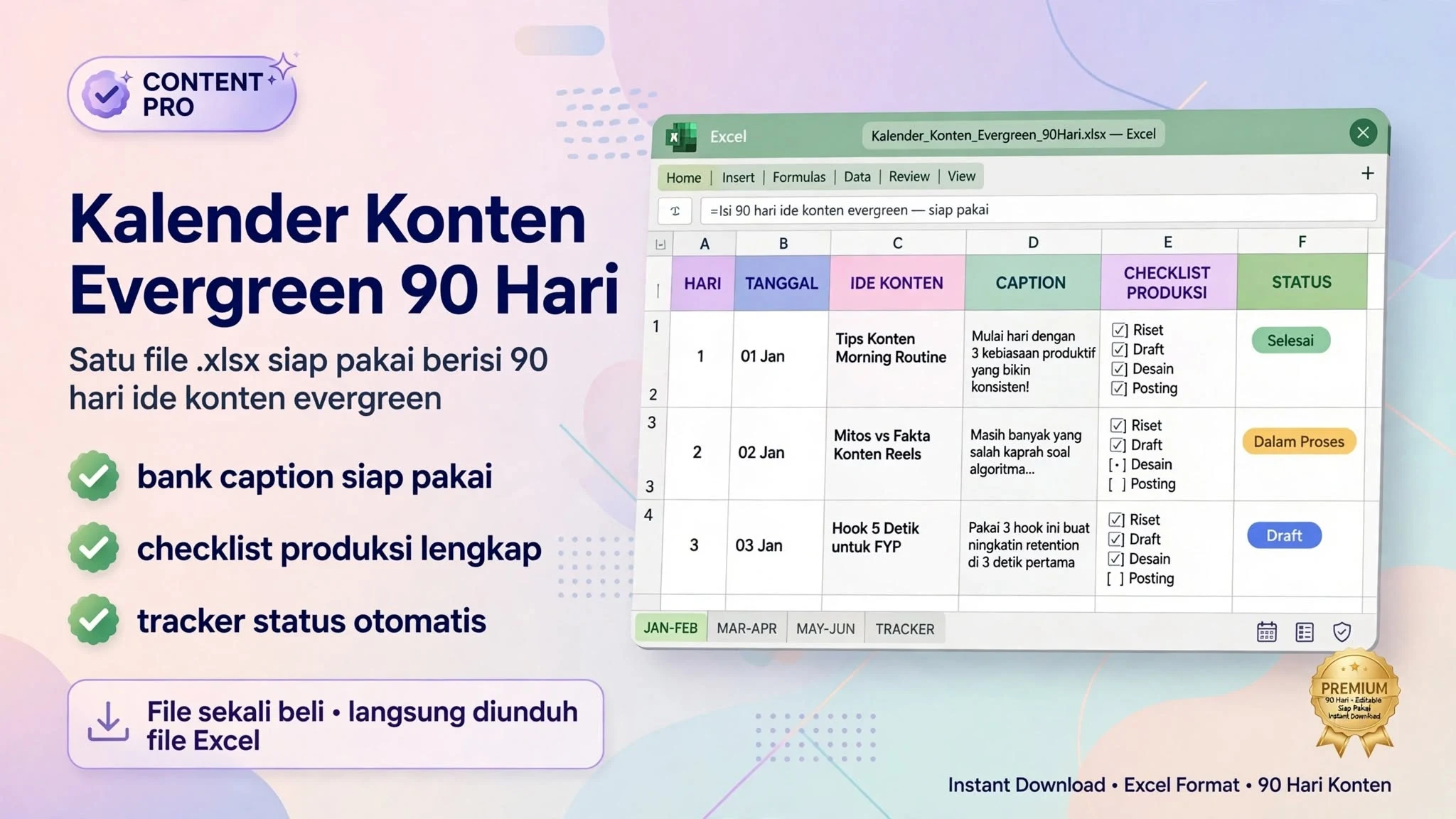 Kalender Konten Evergreen 90 Hari