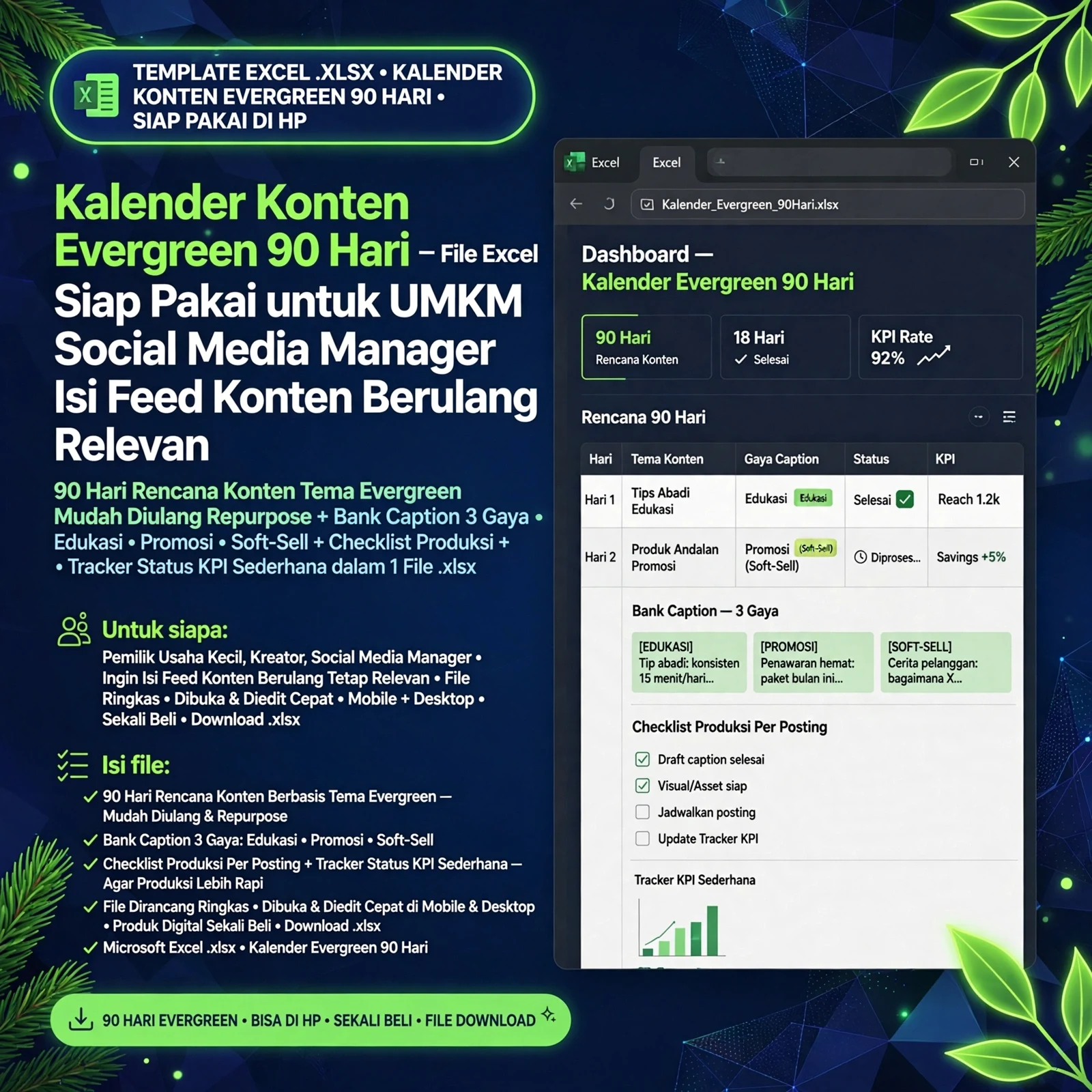 Kalender Konten Evergreen 90 Hari