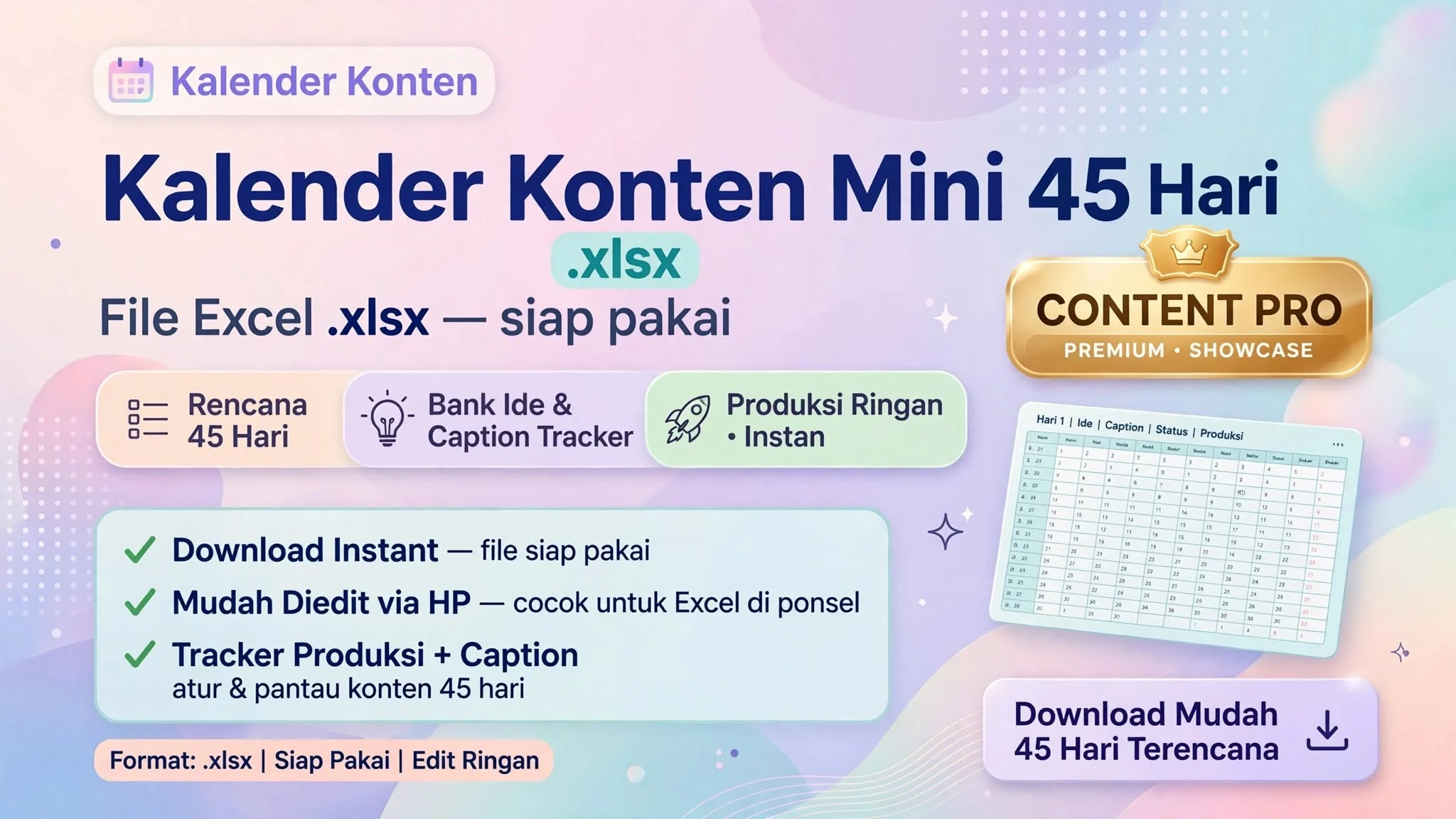 Kalender Konten Mini 45 Hari (.xlsx)