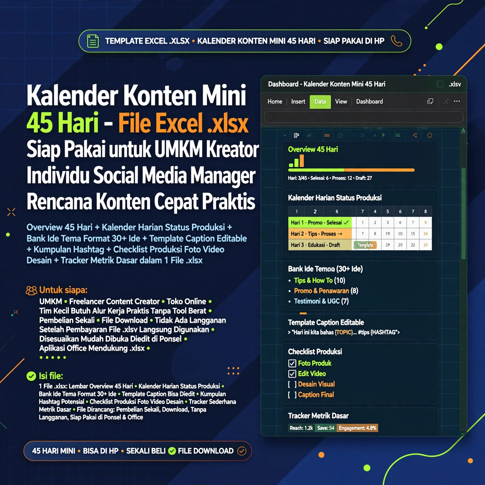Kalender Konten Mini 45 Hari (.xlsx)