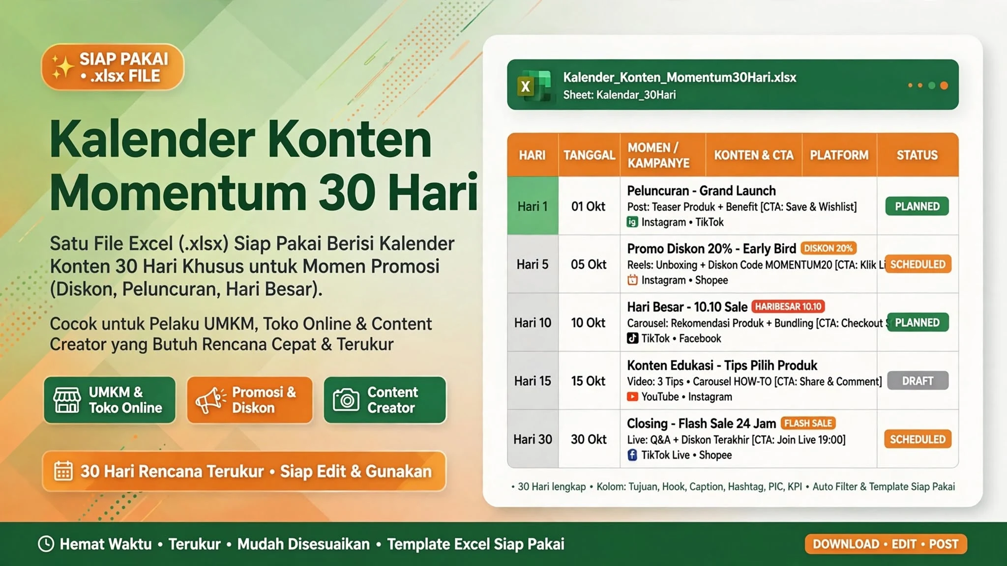 Kalender Konten Momentum 30 Hari