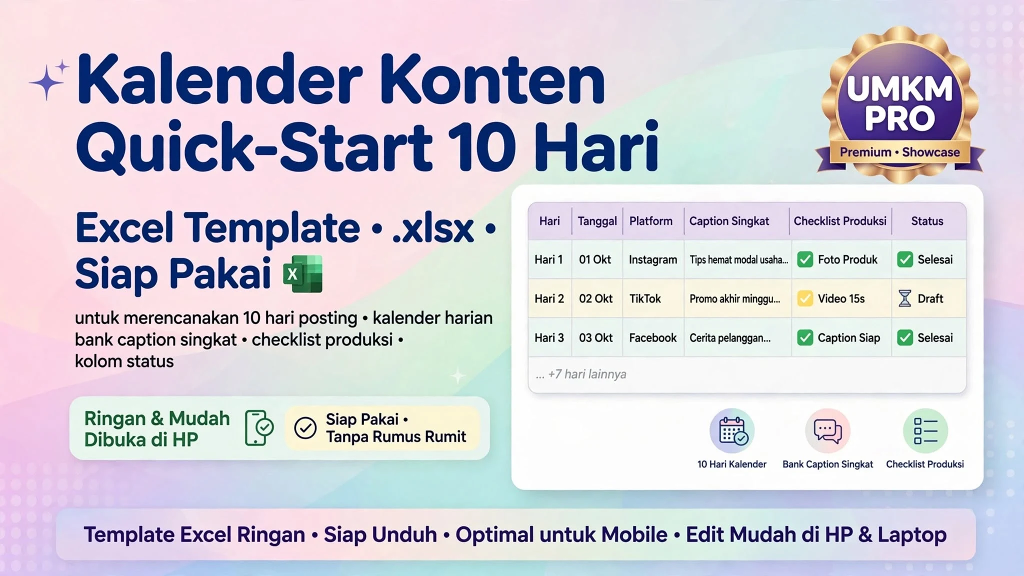 Kalender Konten Quick-Start 10 Hari (Excel)