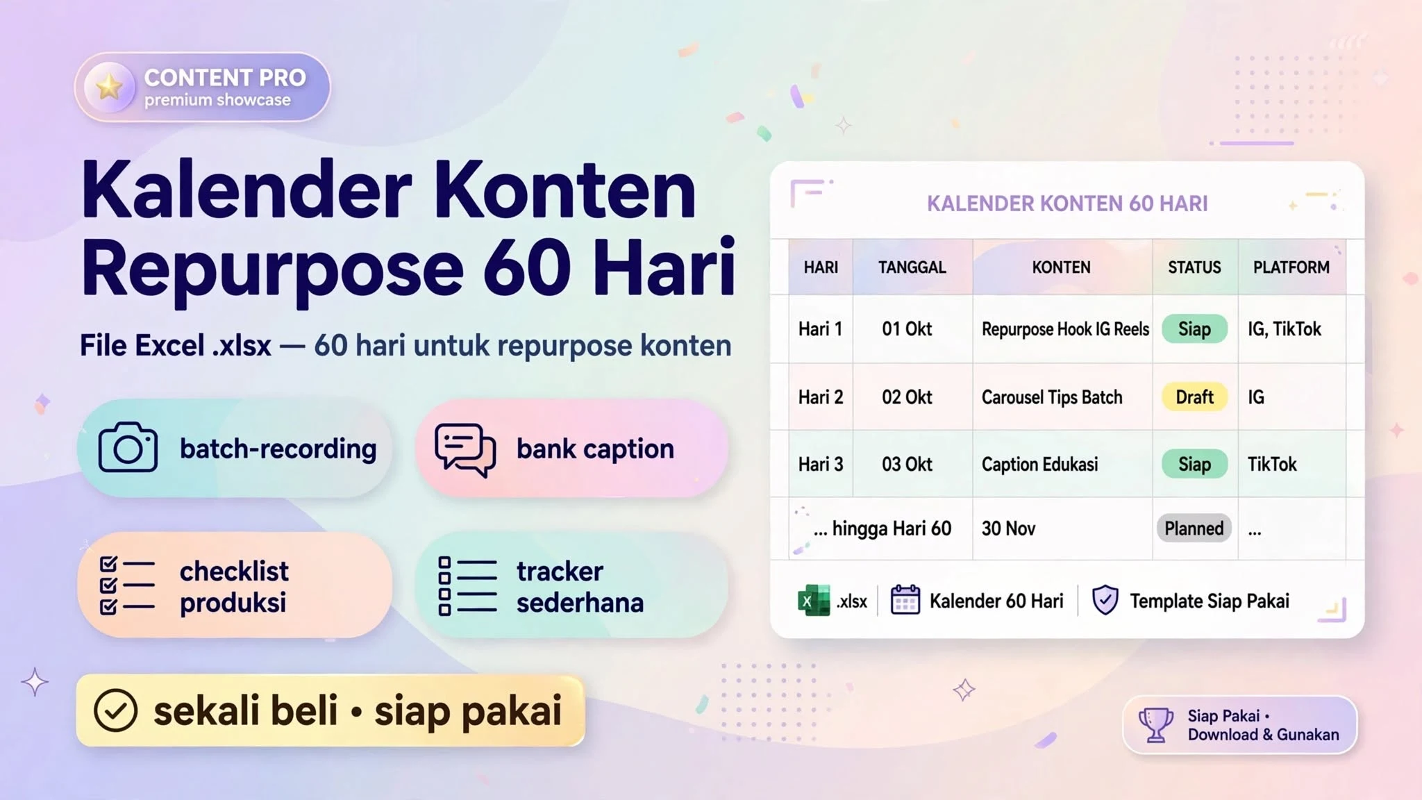 Kalender Konten Repurpose 60 Hari