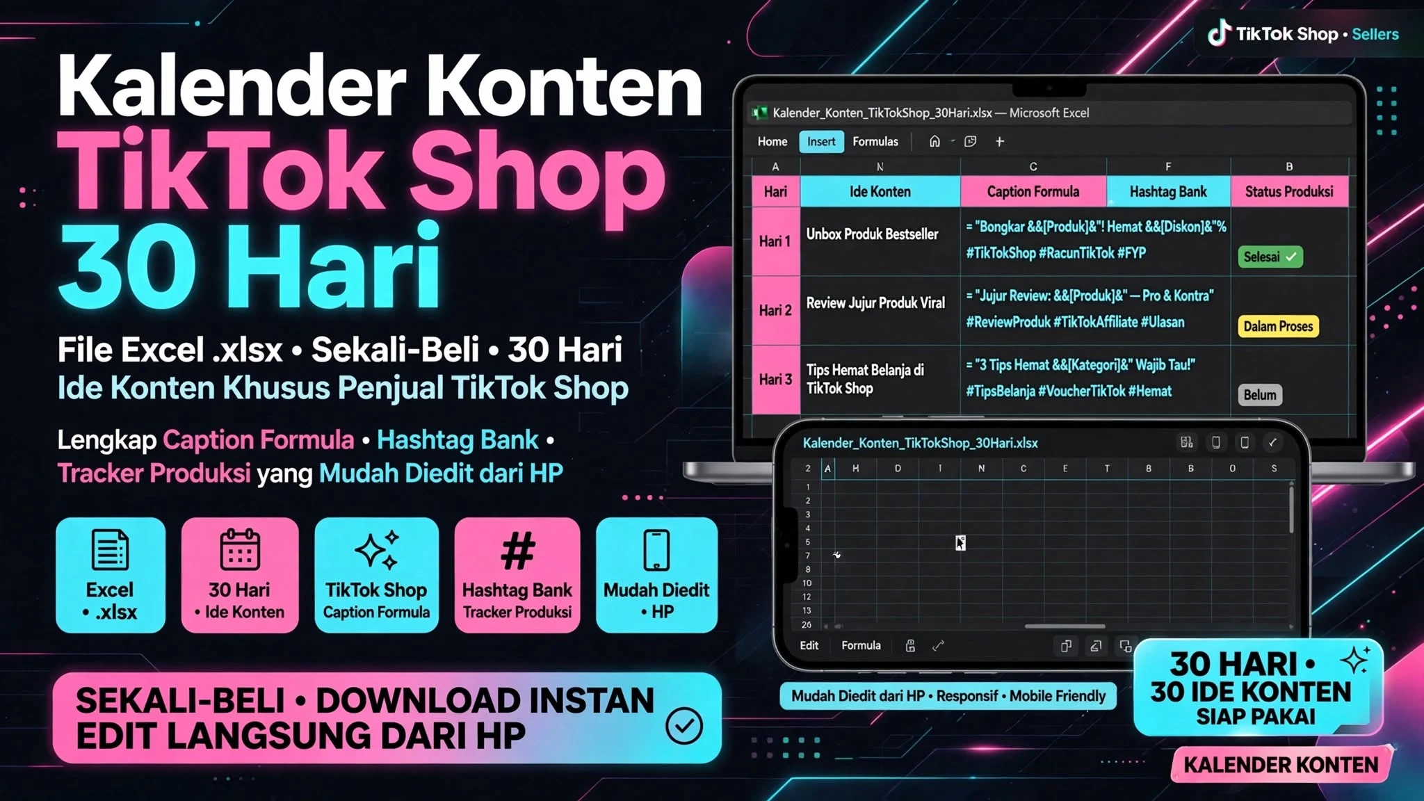 Kalender Konten TikTok Shop 30 Hari