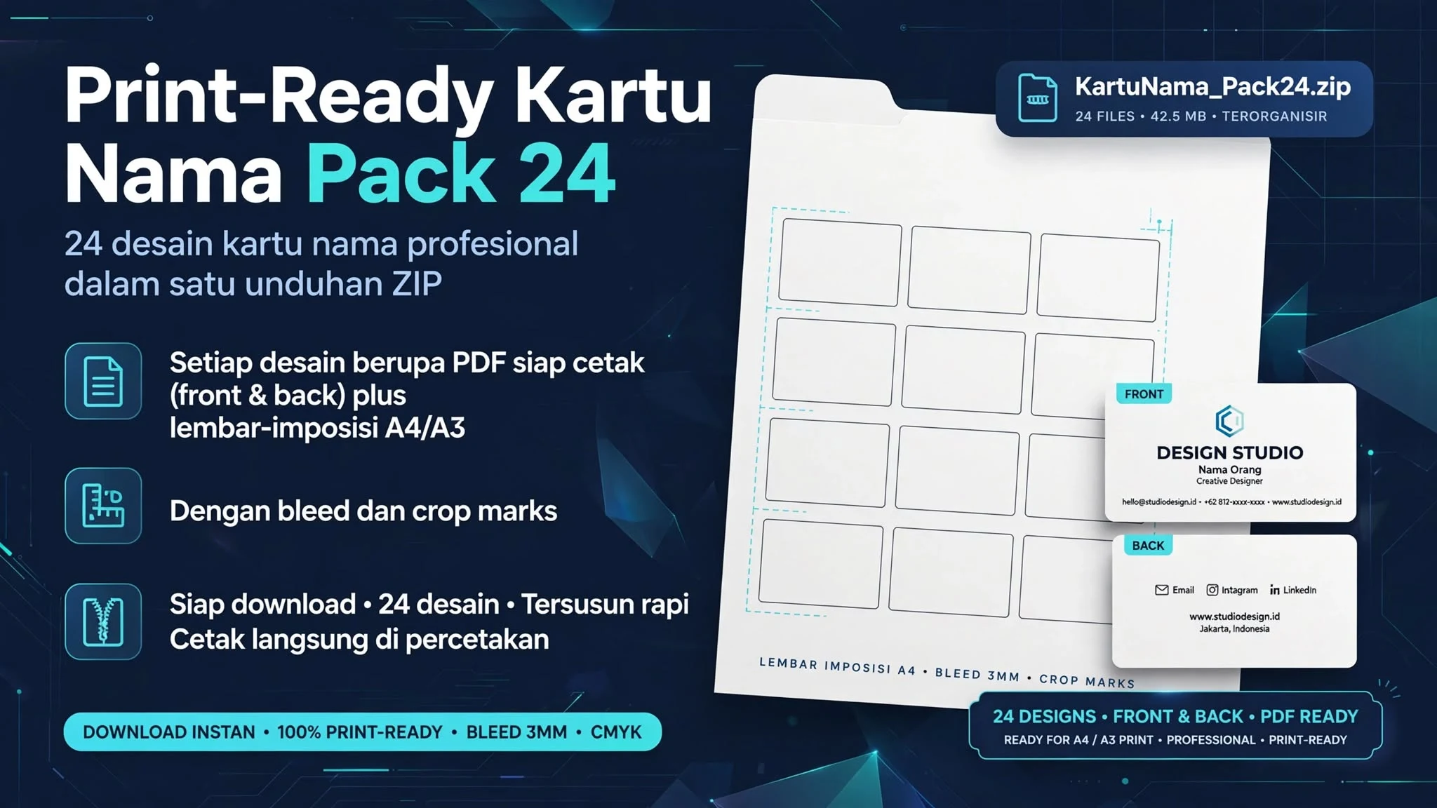 Print-Ready Kartu Nama Pack 24