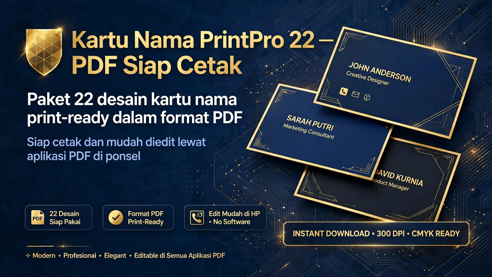 Kartu Nama PrintPro 22 — PDF Siap Cetak