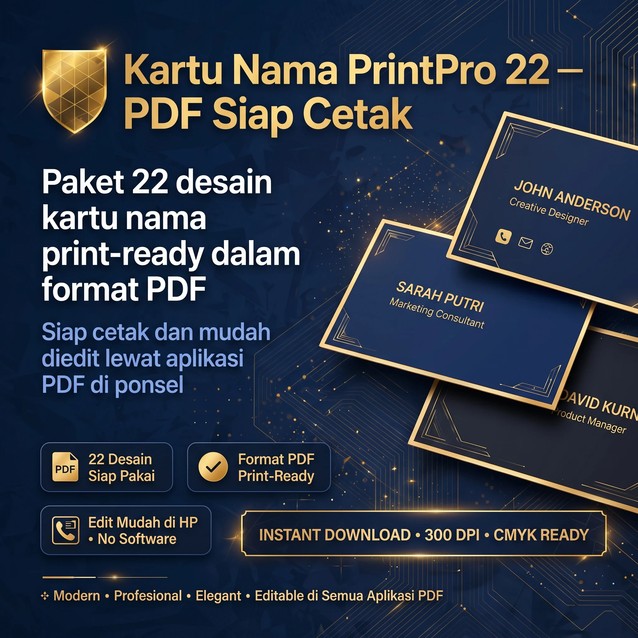 Kartu Nama PrintPro 22 — PDF Siap Cetak - foto 1