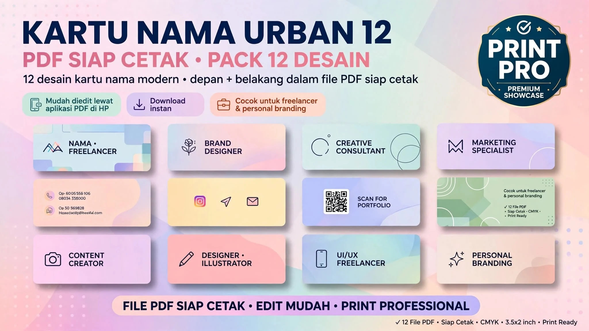Kartu Nama Urban 12 — PDF Siap Cetak