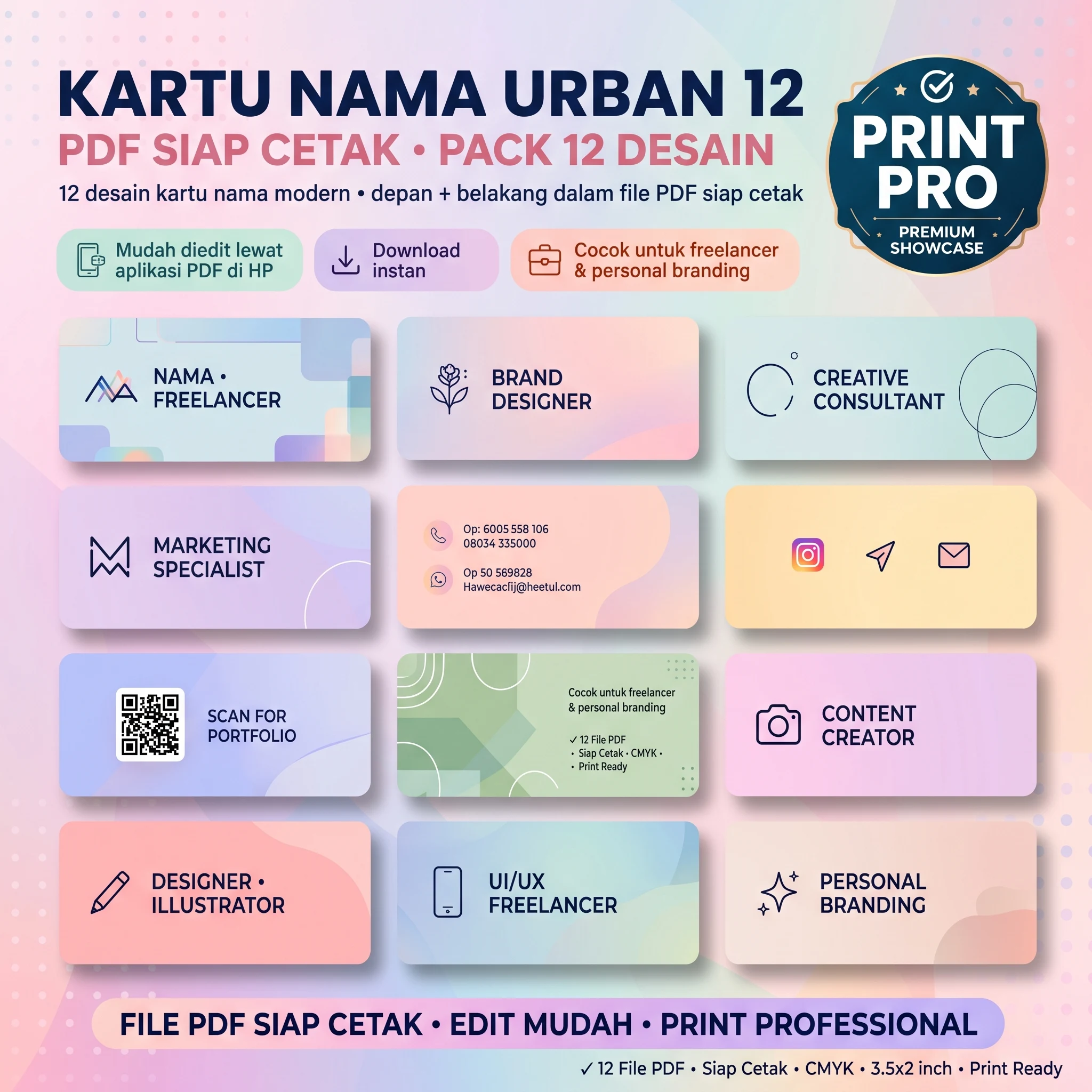 Kartu Nama Urban 12 — PDF Siap Cetak