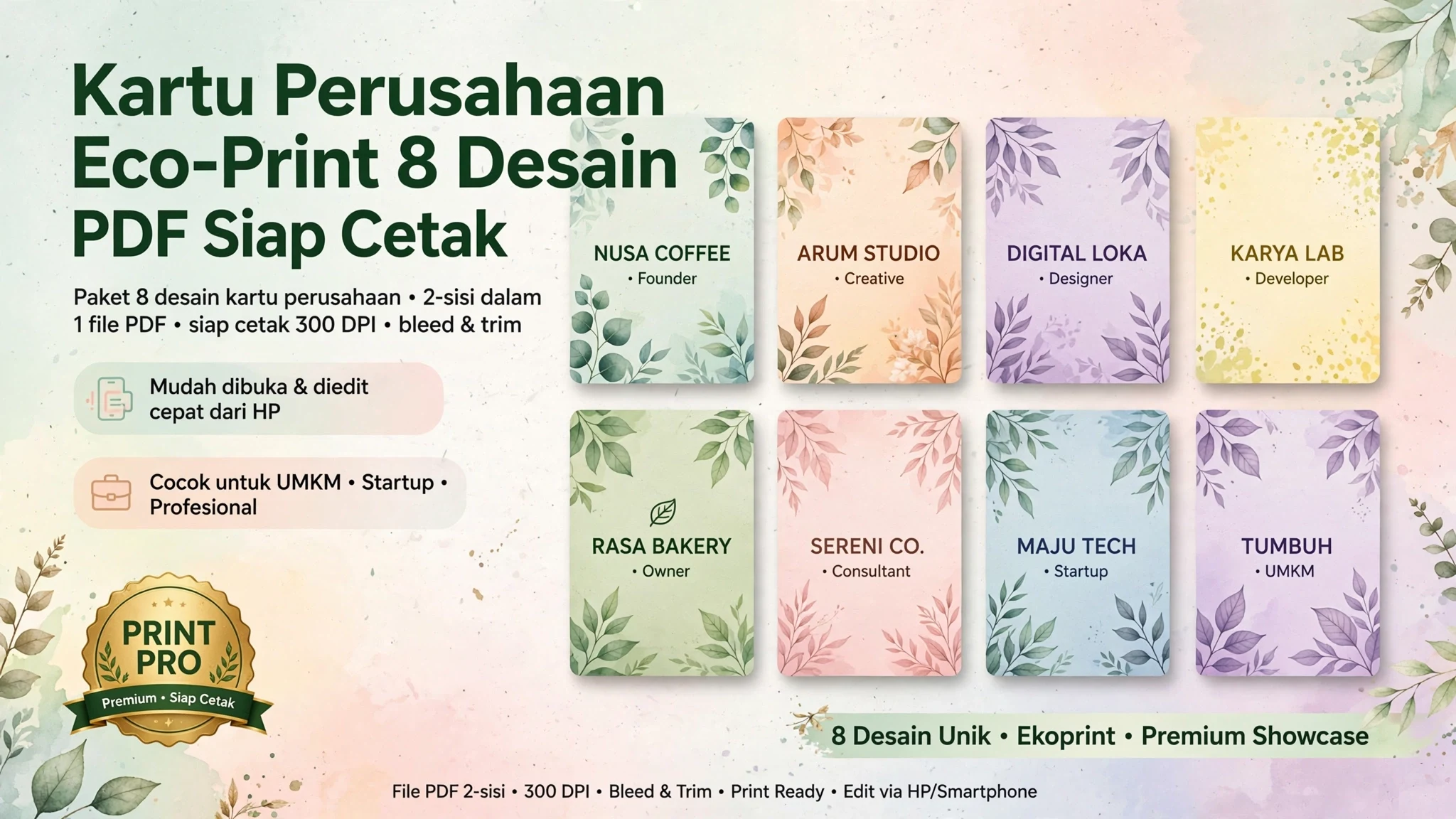 Kartu Perusahaan Eco-Print