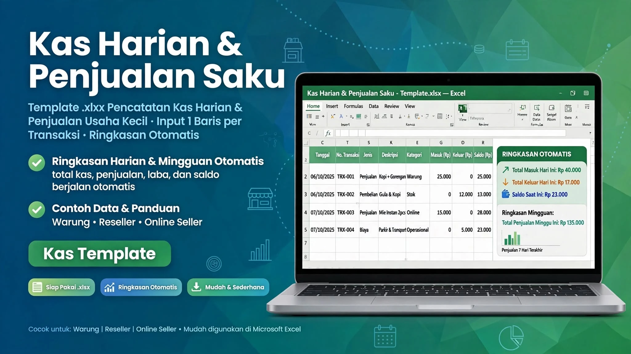 Kas Harian & Penjualan Saku