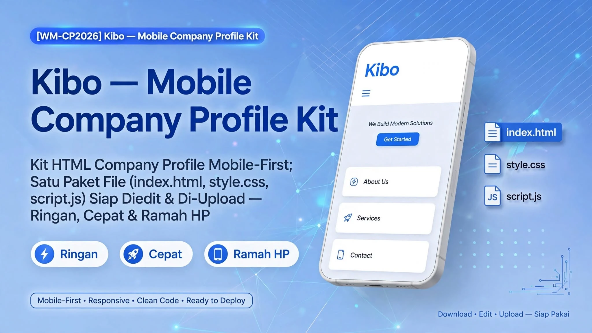 [WM-CP2026] Kibo — Mobile Company Profile Kit