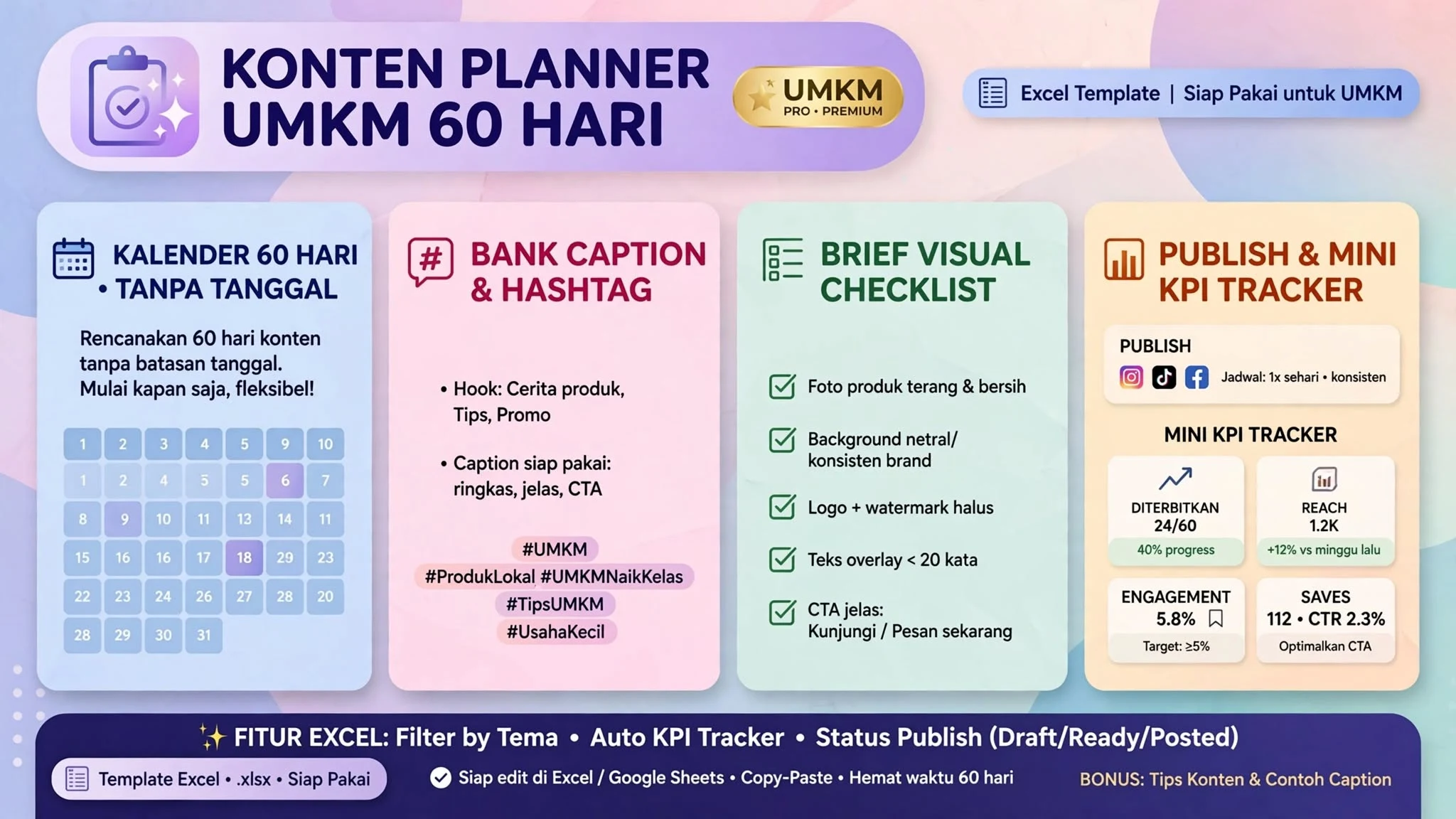 Konten Planner UMKM 60 Hari (Excel)