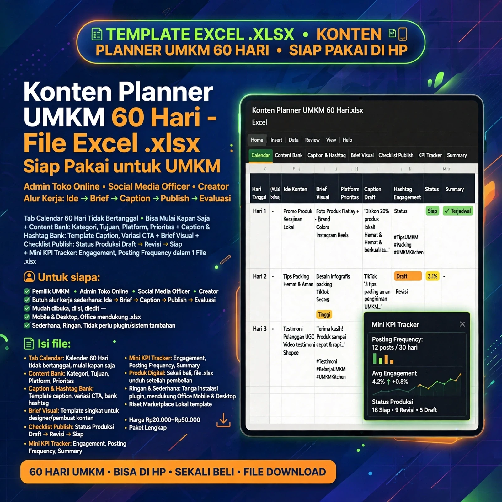 Konten Planner UMKM 60 Hari (Excel)