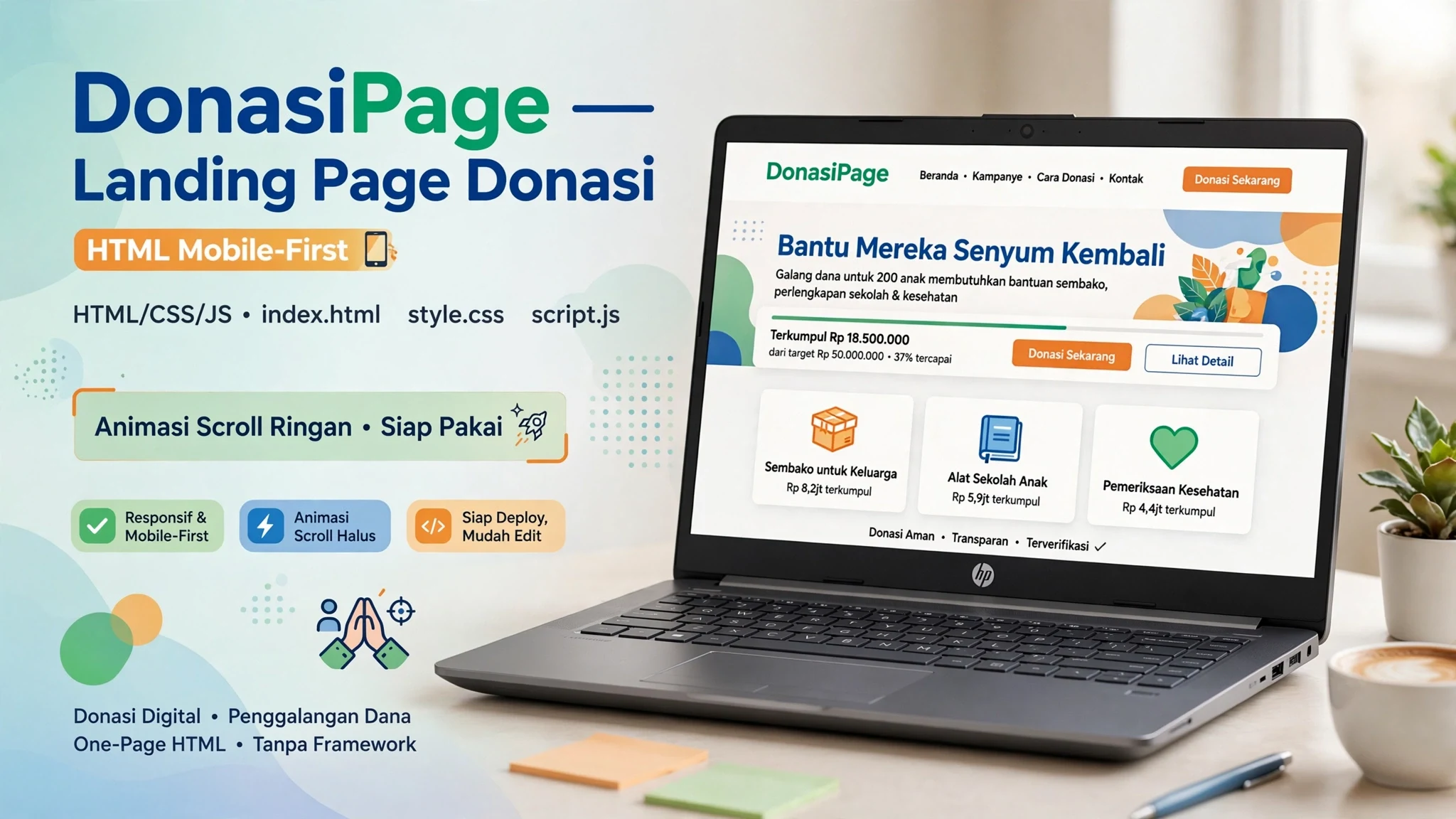 DonasiPage — Landing Page Donasi (HTML Mobile-First)