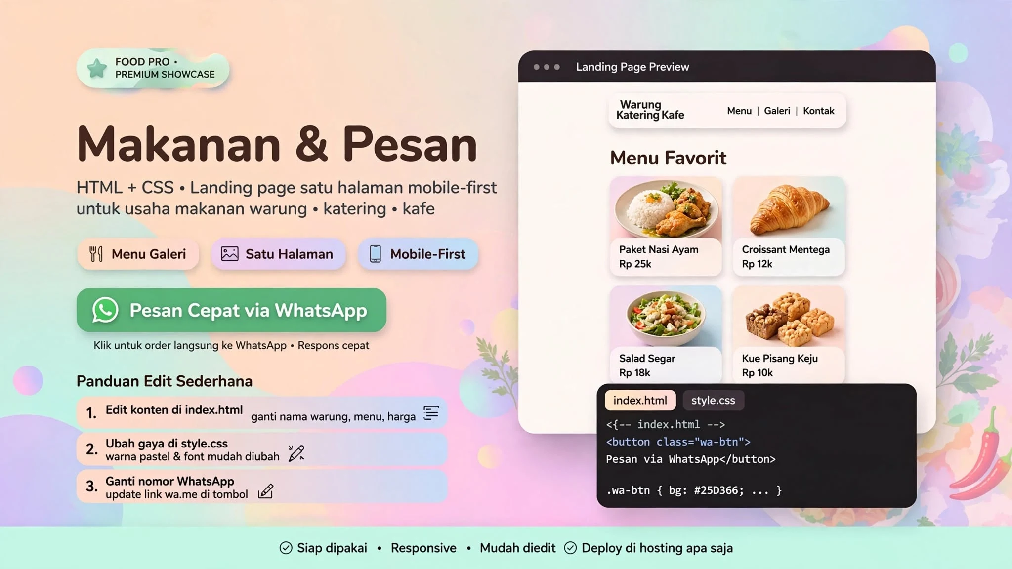 Landing Page Makanan & Pesan (HTML + CSS)