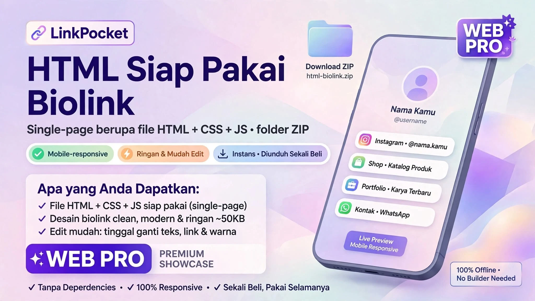 LinkPocket HTML Siap Pakai