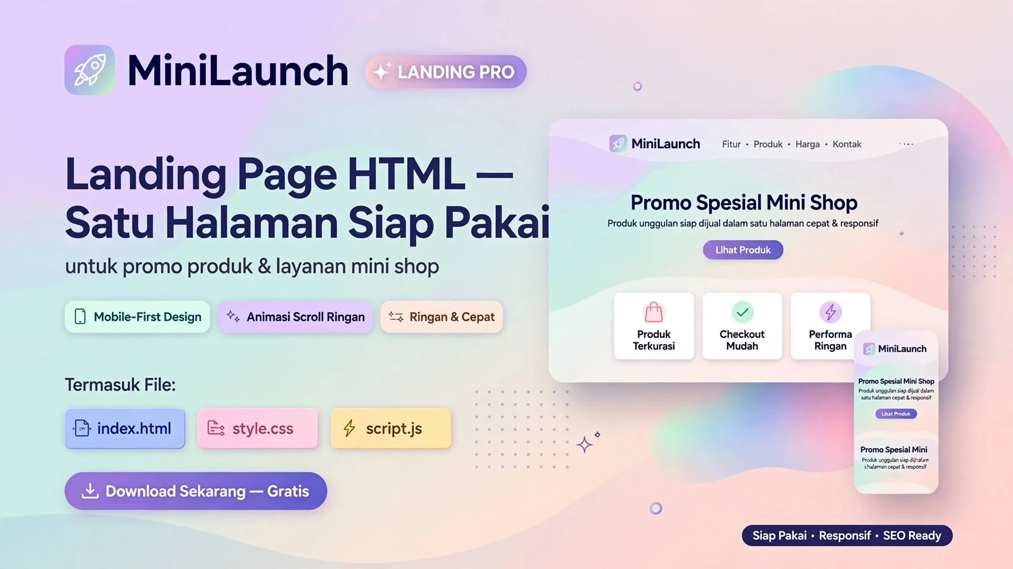 MiniLaunch Landing Page HTML
