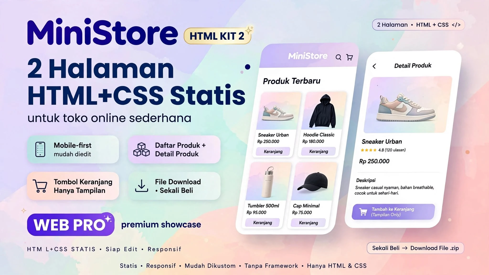 MiniStore HTML Kit 2 Halaman