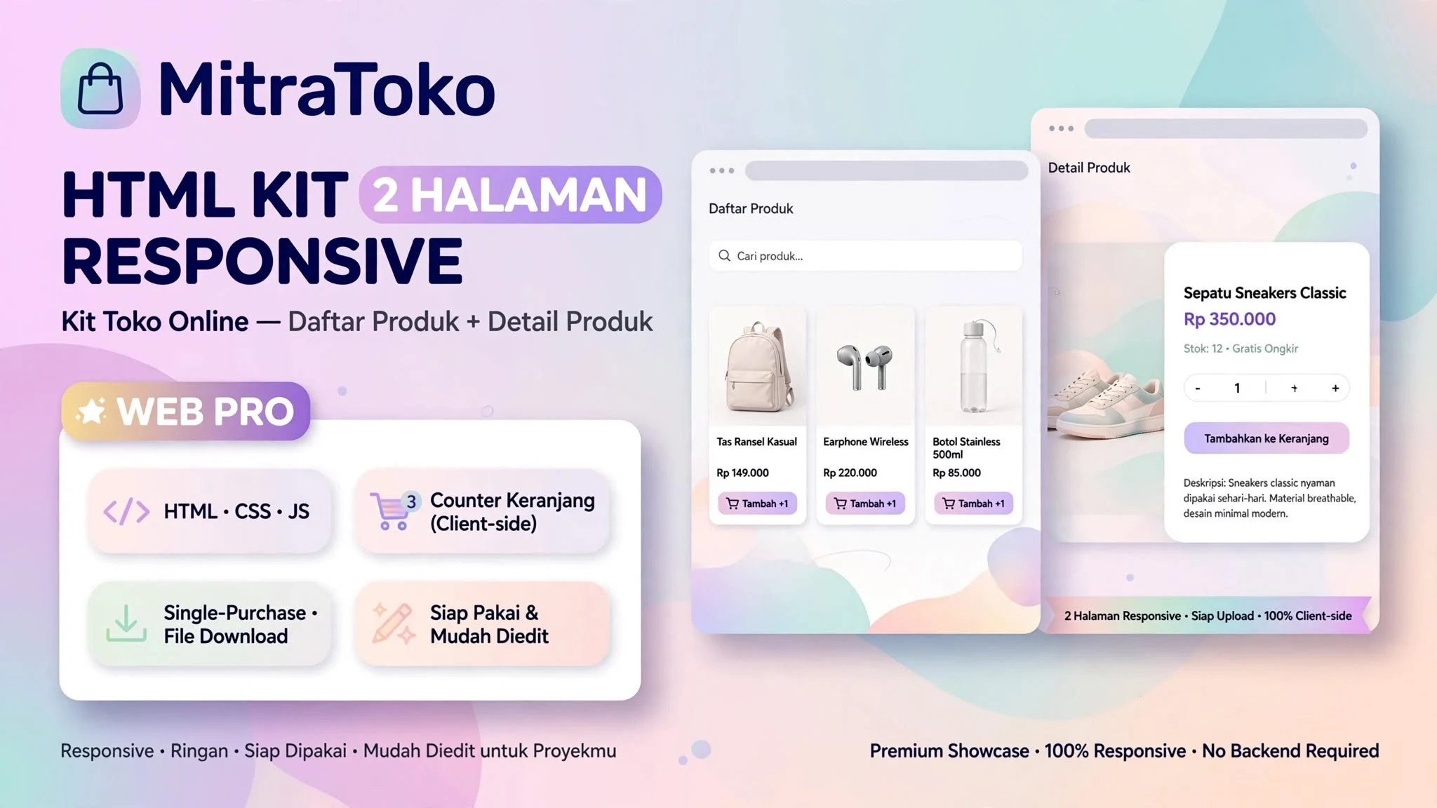 MitraToko HTML Kit — 2 Halaman Responsive