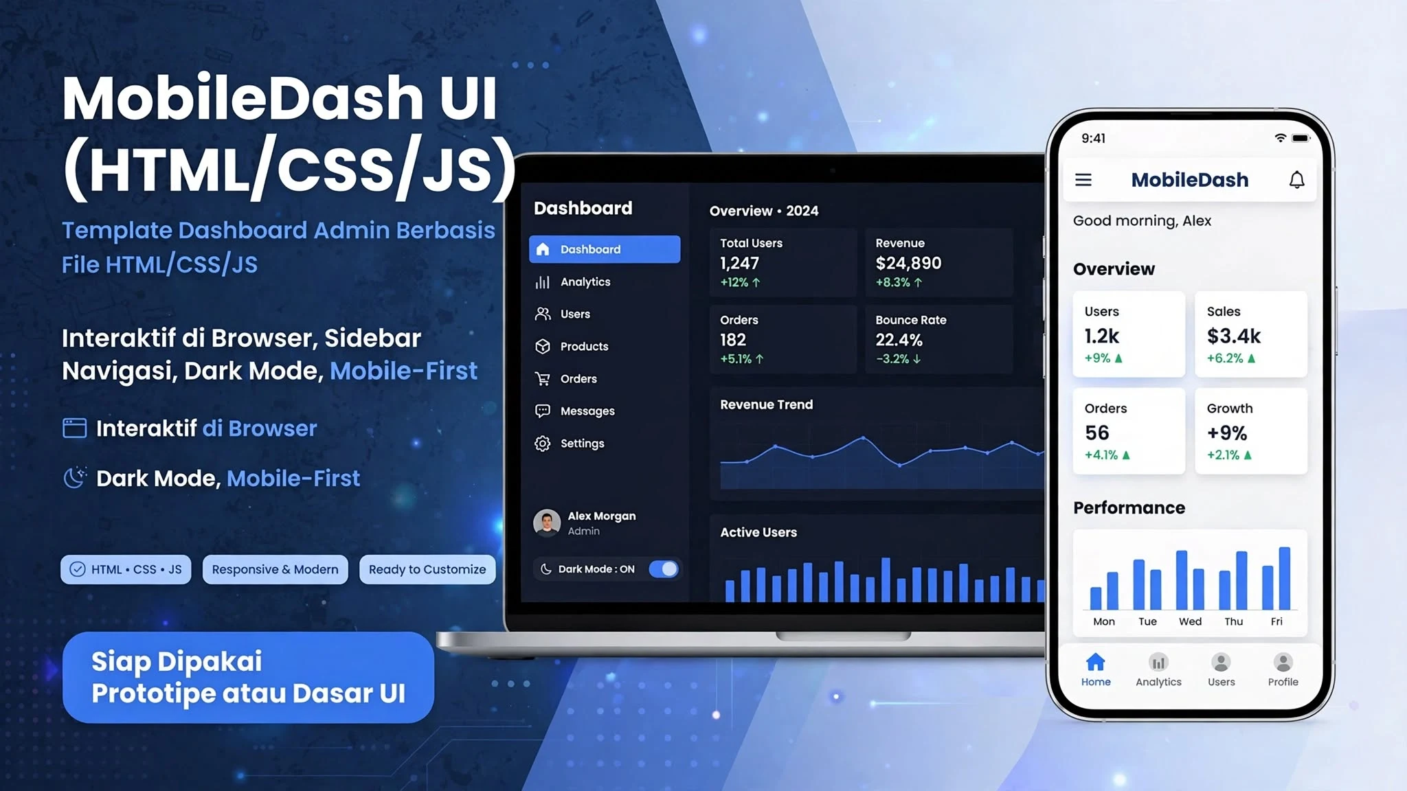 MobileDash UI (HTML/CSS/JS)