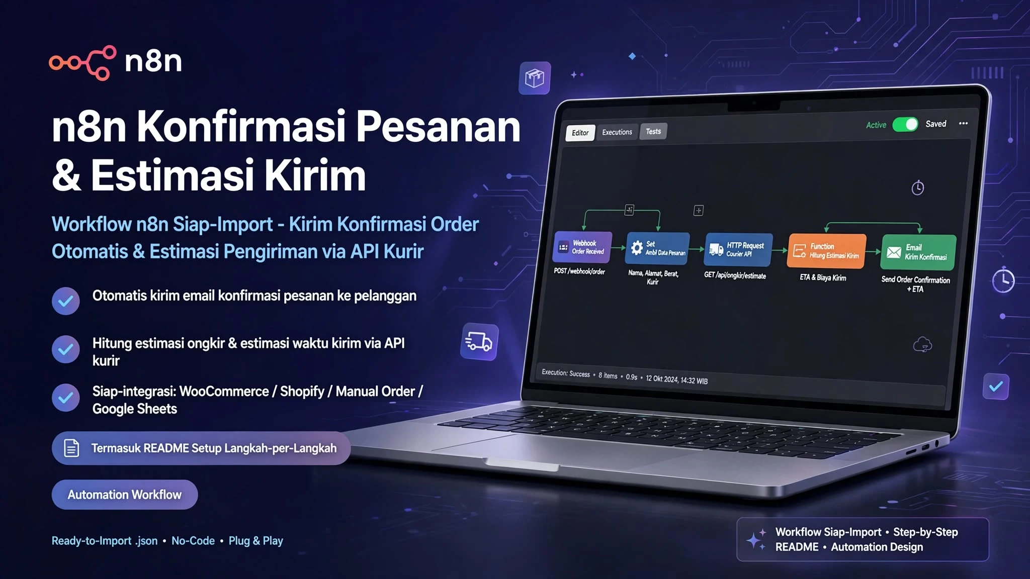 n8n Konfirmasi Pesanan & Estimasi Kirim