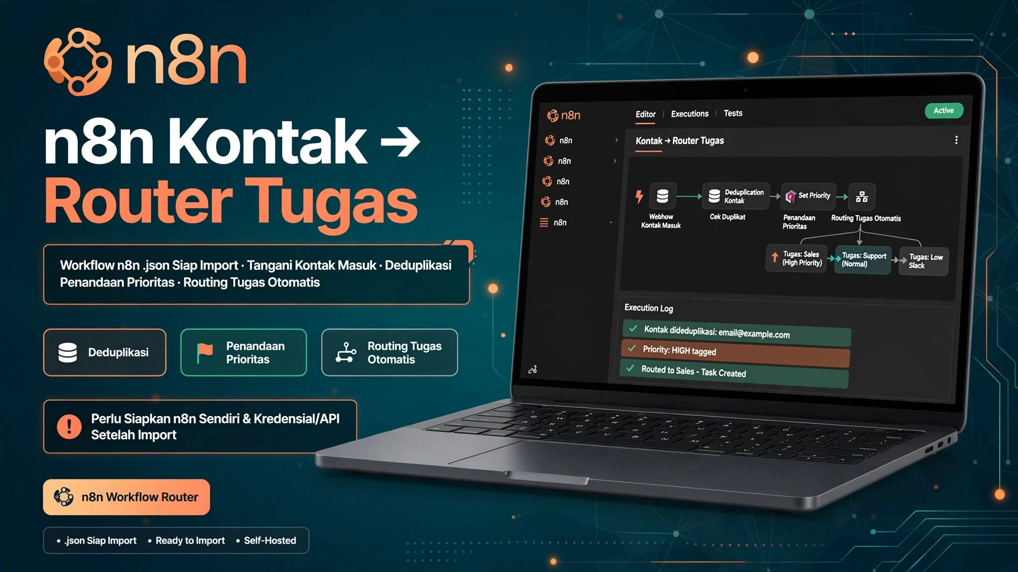 n8n Kontak → Router Tugas