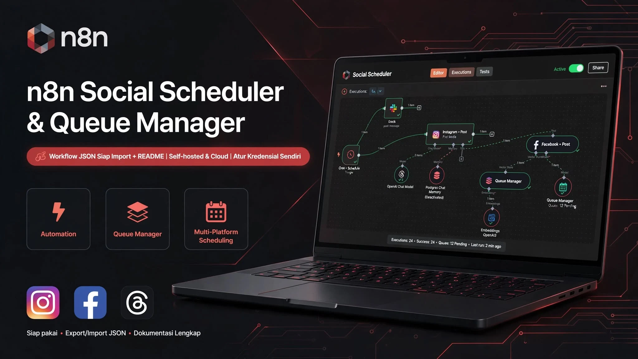 n8n Social Scheduler & Queue Manager