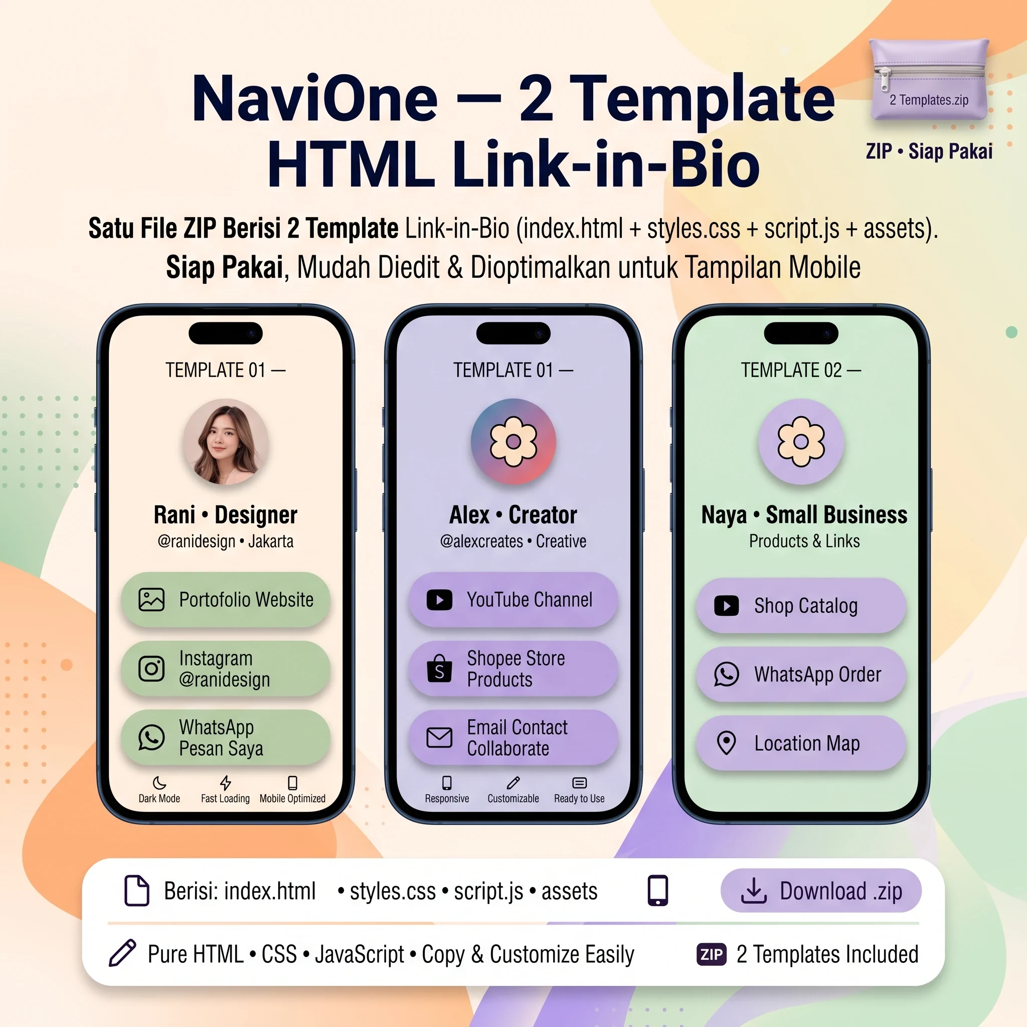 NaviOne — 2 Template HTML Link-in-Bio - foto 1